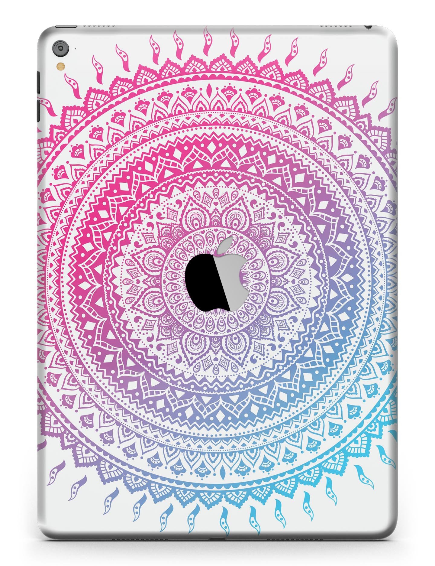 Ethnic Indian Tie-Dye Circle Full Body Skin for iPad Pro, showcasing vibrant colors and intricate patterns on a sleek vinyl surface.