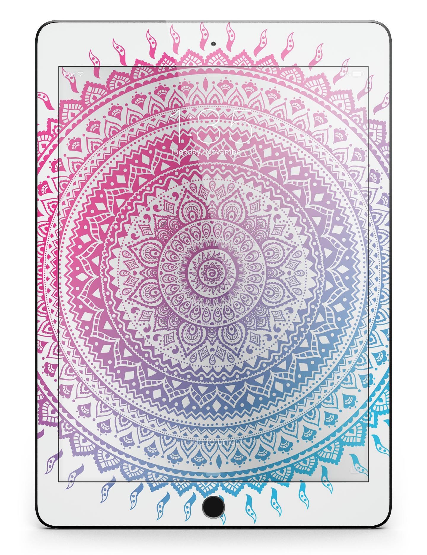 Ethnic Indian Tie-Dye Circle Full Body Skin for iPad Pro, showcasing vibrant colors and intricate patterns on a sleek vinyl surface.