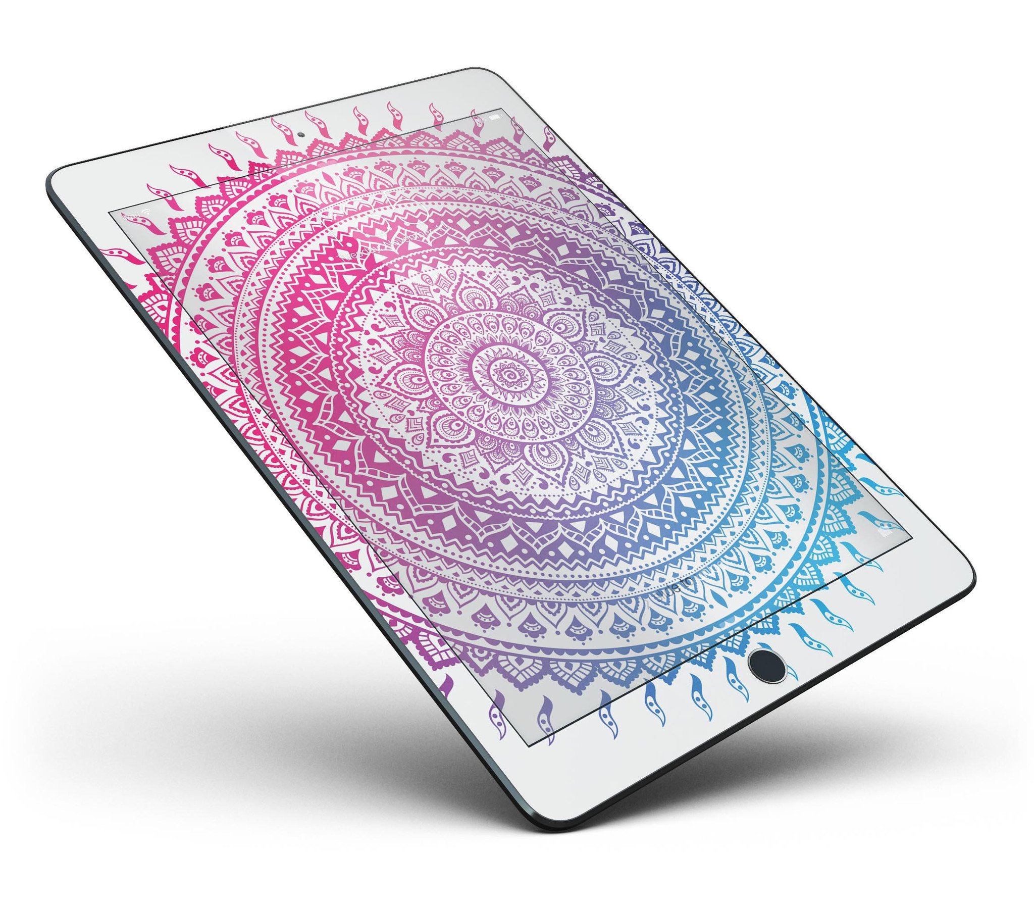 Ethnic Indian Tie-Dye Circle Full Body Skin for iPad Pro, showcasing vibrant colors and intricate patterns on a sleek vinyl surface.