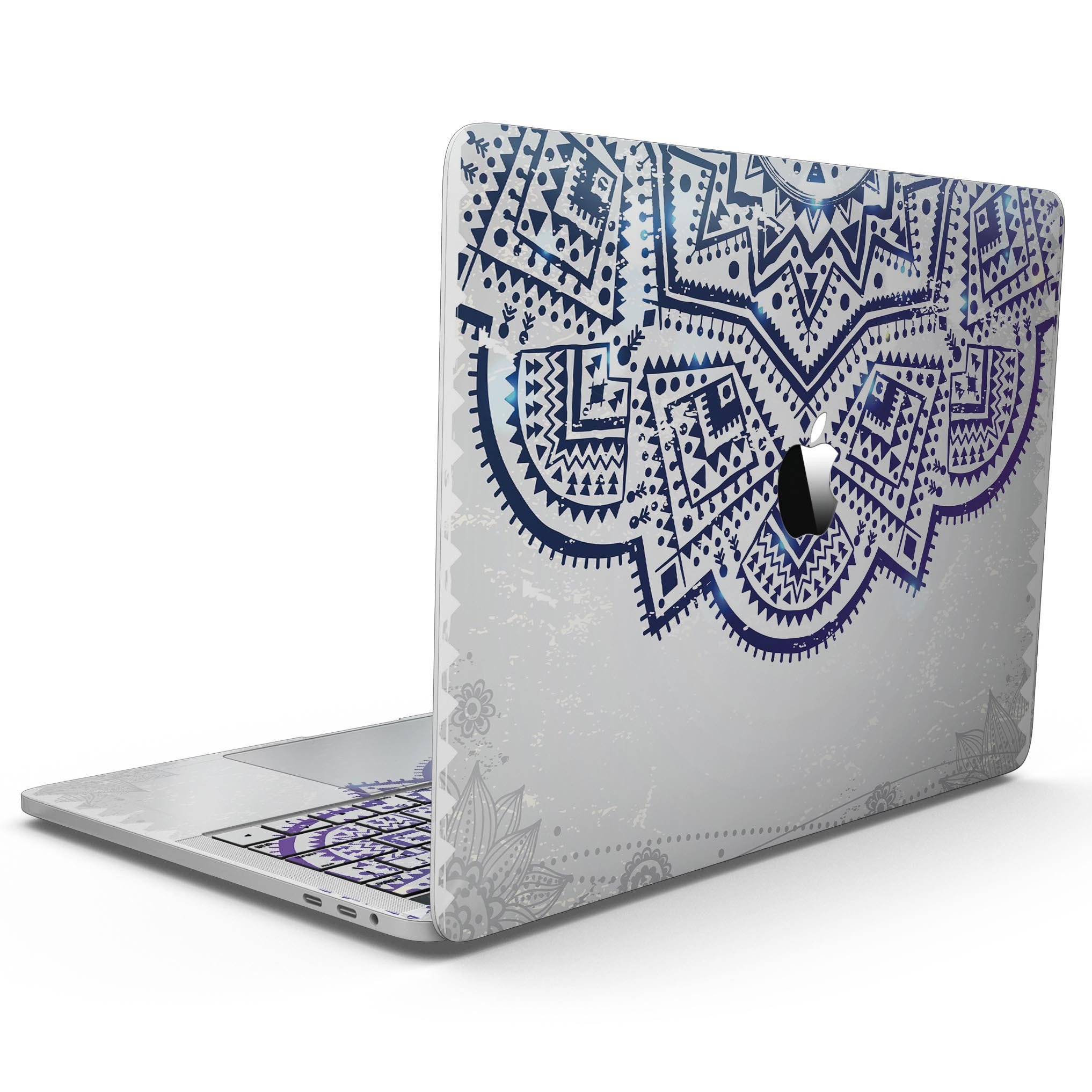 Ethnic Indian Vector Ornament skin for MacBook Pro, showcasing intricate designs and vibrant colors, perfectly fitted to the device.