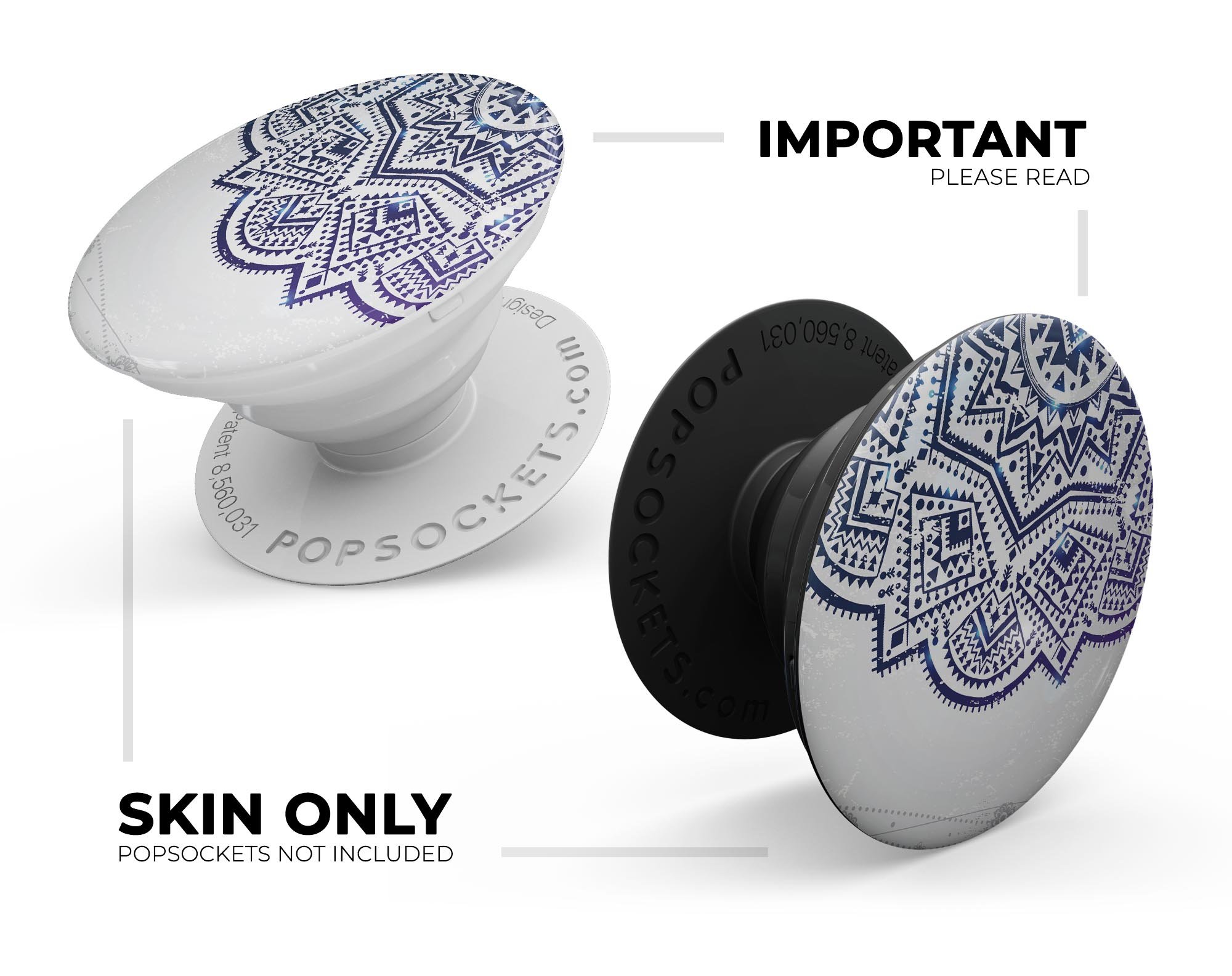 Ethnic Indian Vector Ornament Skin Kit for PopSockets featuring vibrant ethnic designs on premium vinyl.