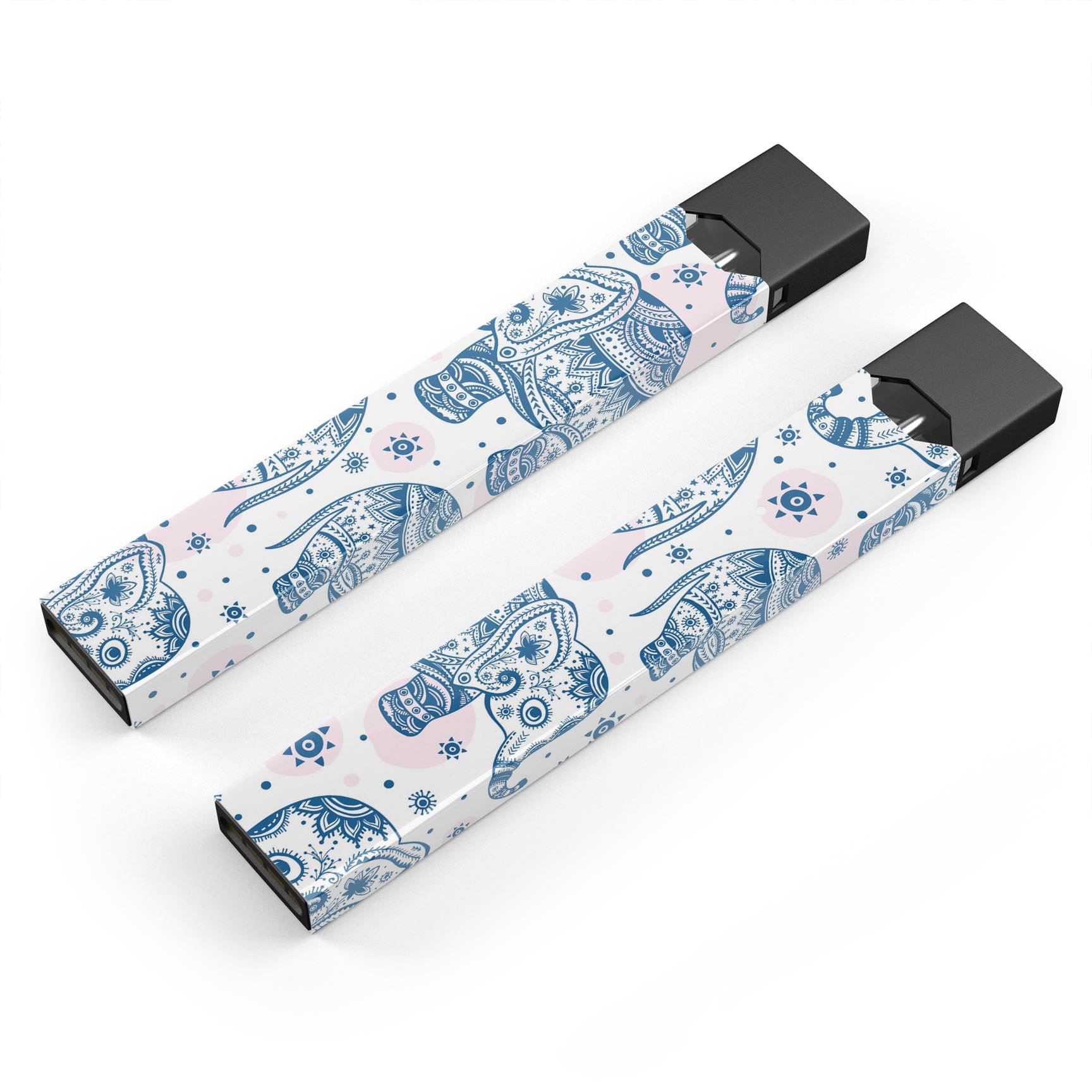 Ethnic Navy Seamless Aztec Elephant decal skin for JUUL vaping device, showcasing intricate design and premium quality.