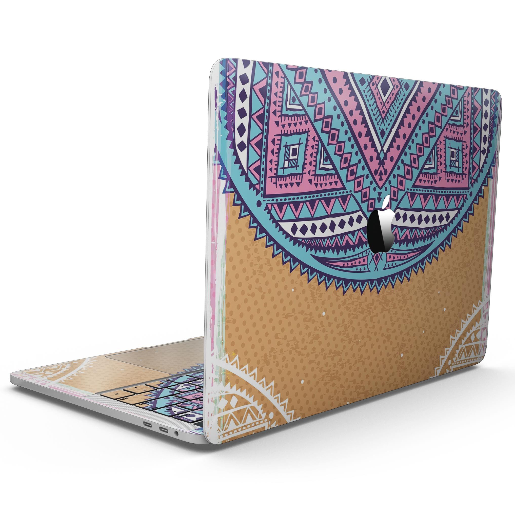Ethnic Tribe Pattern V2 skin for 13" MacBook Pro without Touch Bar, showcasing vibrant ethnic designs on a sleek vinyl surface.