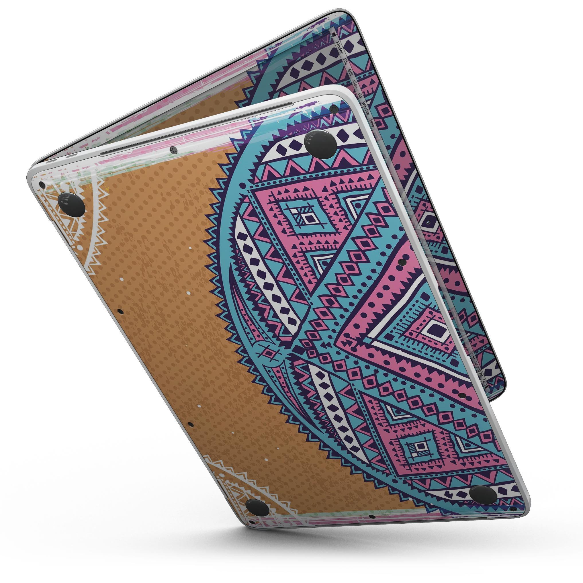Ethnic Tribe Pattern V2 skin for 13" MacBook Pro without Touch Bar, showcasing vibrant ethnic designs on a sleek vinyl surface.