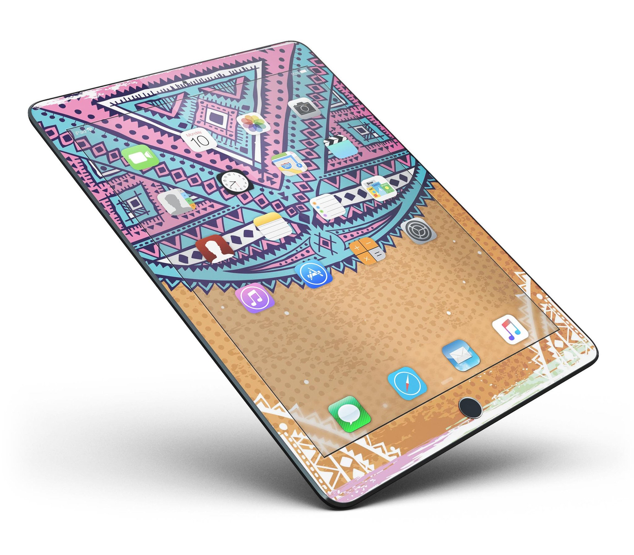 Ethnic Tribe Pattern V2 Full Body Skin for iPad Pro, showcasing vibrant ethnic designs and premium vinyl material.