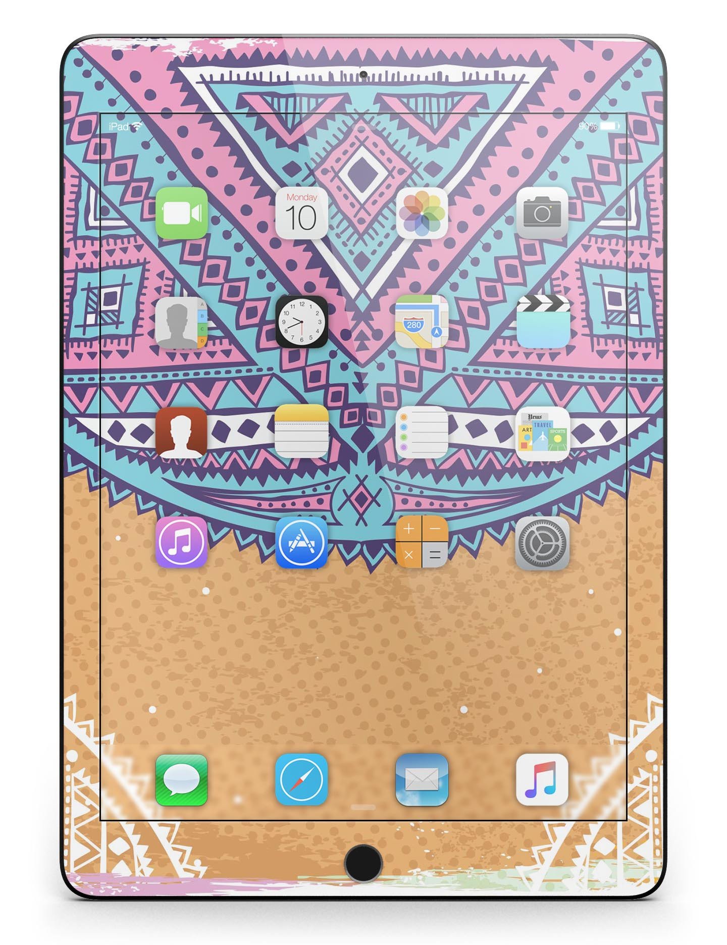 Ethnic Tribe Pattern V2 Full Body Skin for iPad Pro, showcasing vibrant ethnic designs and premium vinyl material.