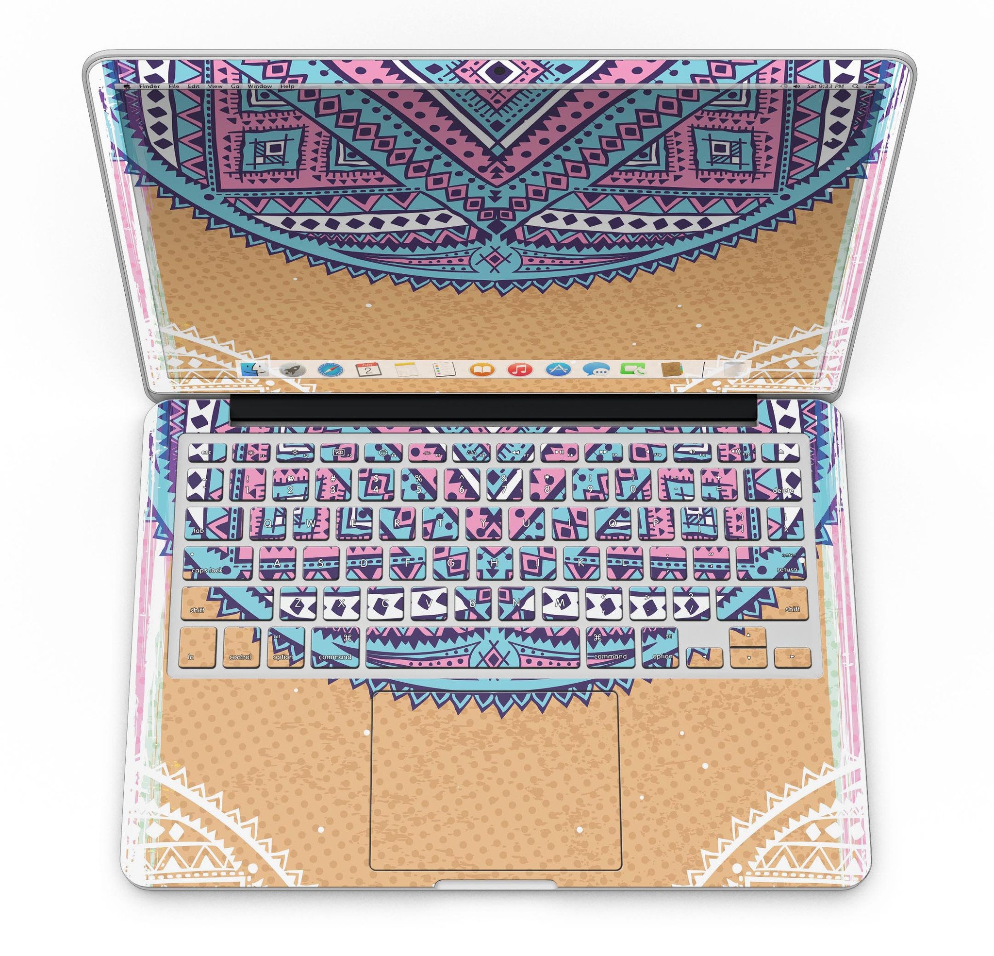 Ethnic Tribe Pattern V2 skin for MacBook Pro with Retina Display, showcasing vibrant tribal designs on a sleek vinyl surface.