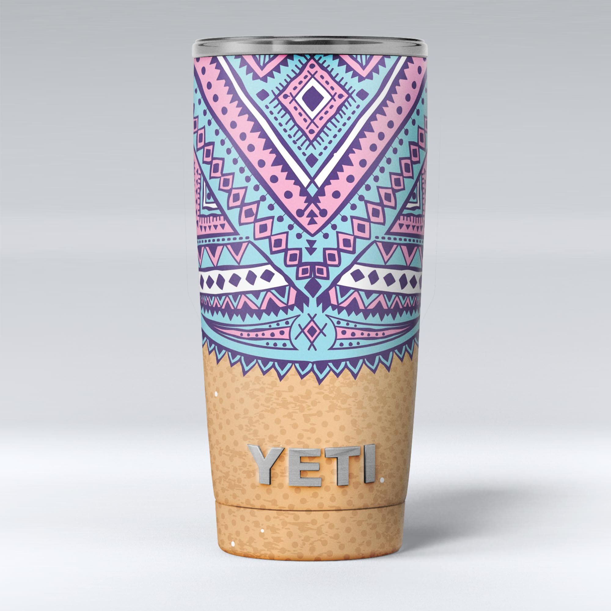 Ethnic Tribe Pattern V2 skin decal vinyl wrap kit for Yeti Cooler, showcasing vibrant tribal designs and premium quality vinyl material.