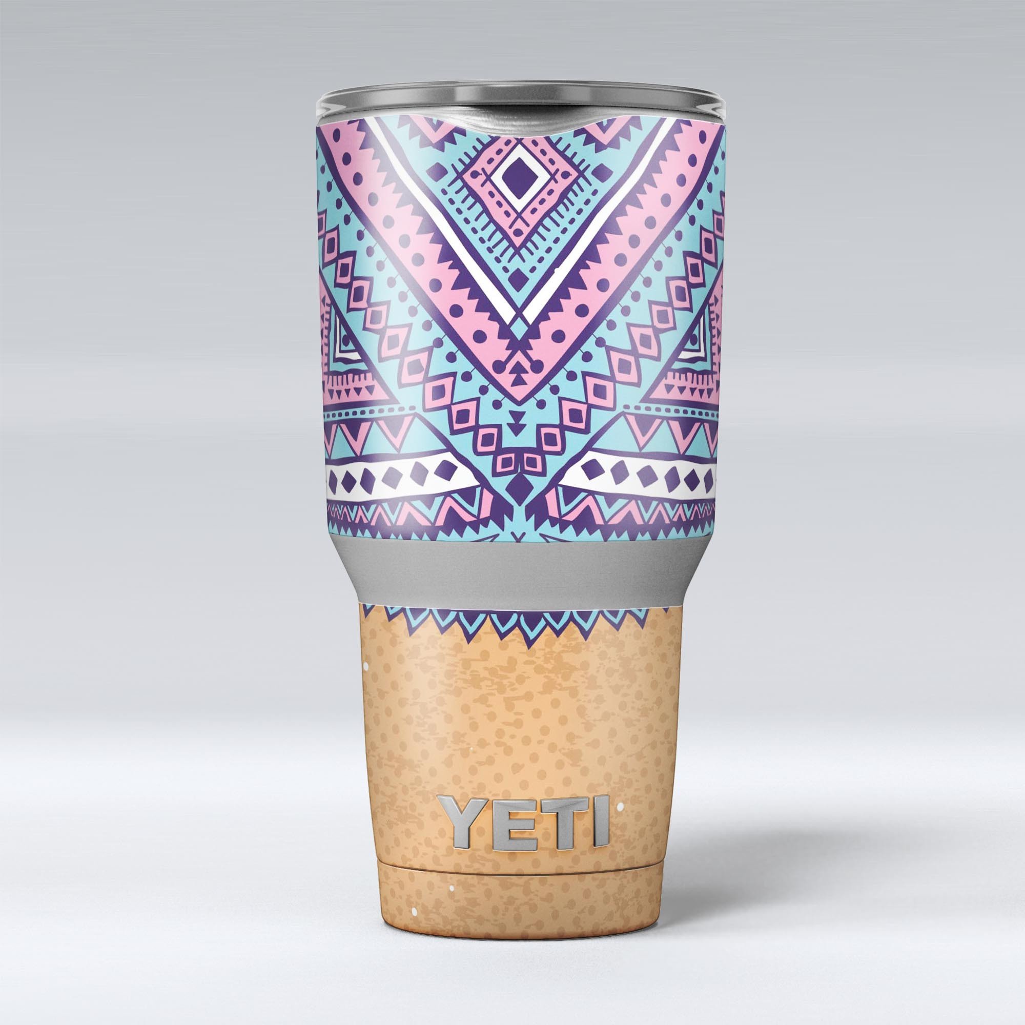 Ethnic Tribe Pattern V2 skin decal vinyl wrap kit for Yeti Cooler, showcasing vibrant tribal designs and premium quality vinyl material.