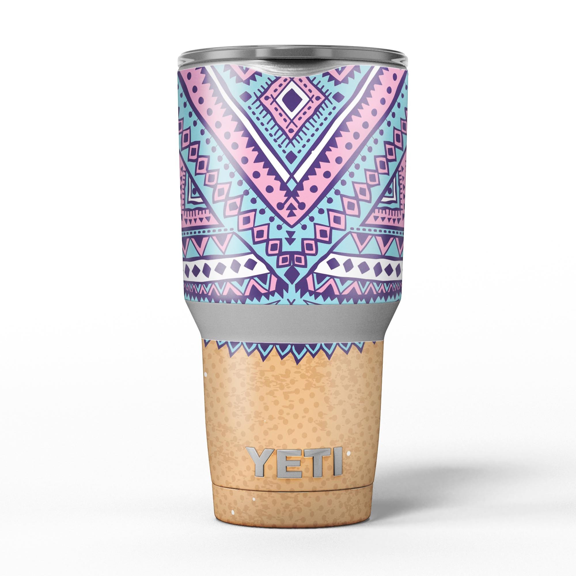 Ethnic Tribe Pattern V2 skin decal vinyl wrap kit for Yeti Cooler, showcasing vibrant tribal designs and premium quality vinyl material.