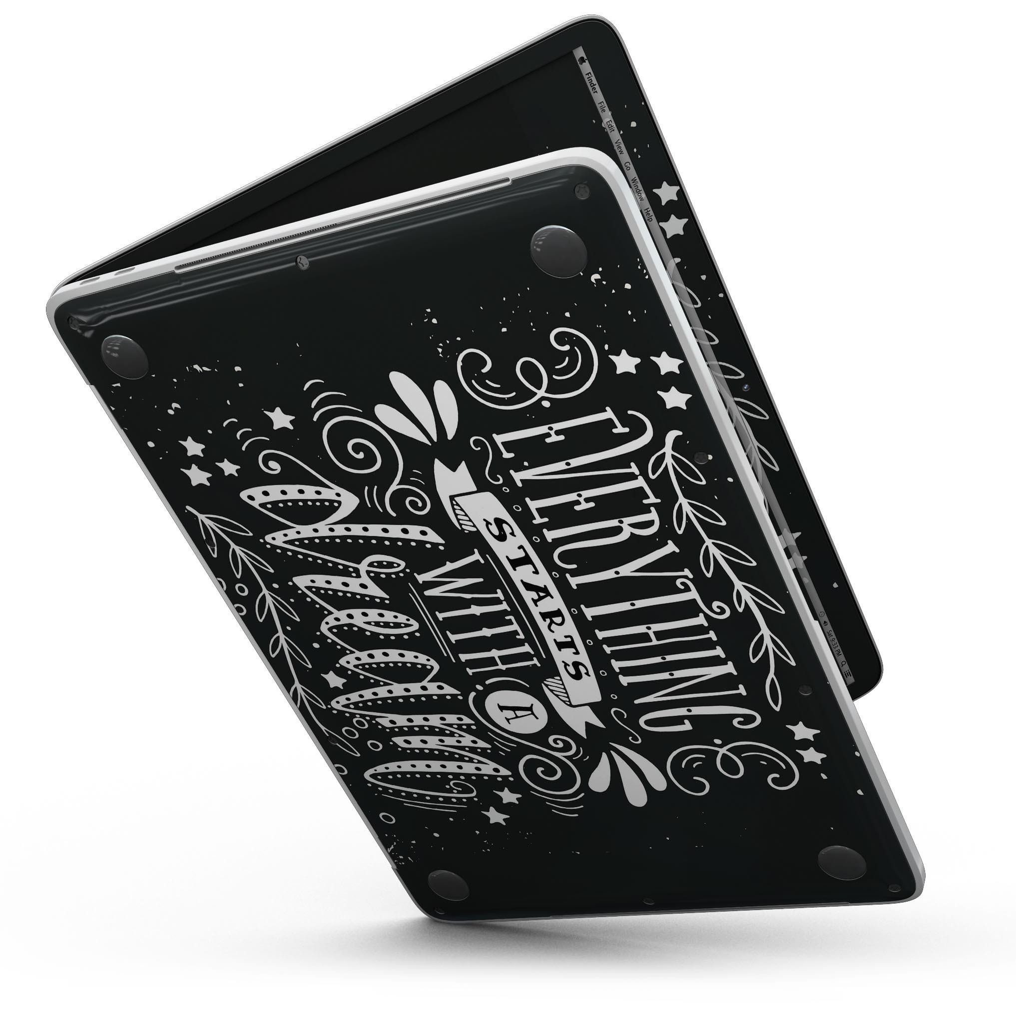 Everything Starts with a Dream MacBook Pro Touch Bar Skin Kit showcasing a stylish design in Gloss and Matte finishes.