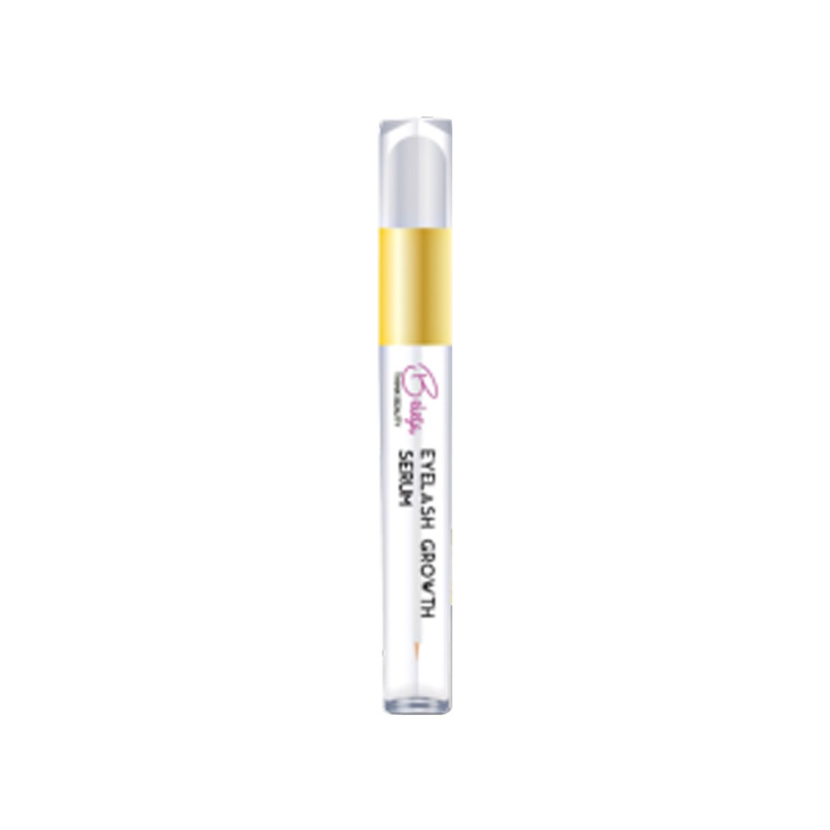 Eyelash Growth Serum Treatment in a sleek bottle with a brush applicator, showcasing its vegan and cruelty-free label.