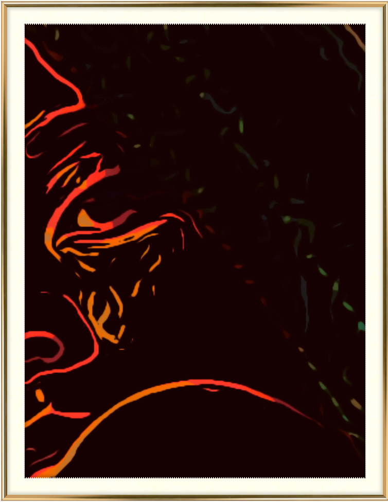 Custom gold metal picture frame with white mat, designed for artwork, measuring 30.25" x 23.5".