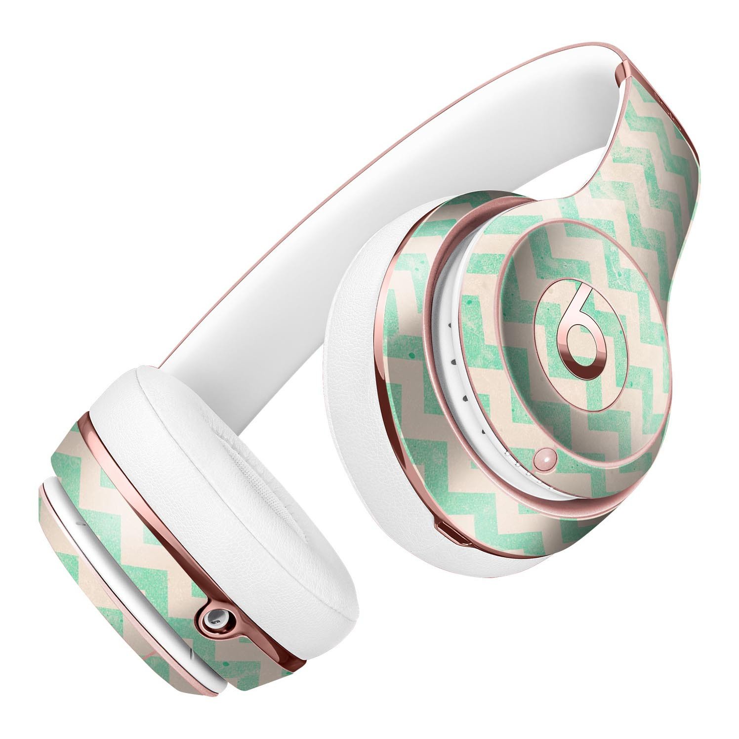 Faded Aqua Chevron Pattern Skin Kit for Beats by Dre Solo 3 Wireless Headphones, showcasing vibrant colors and unique design.