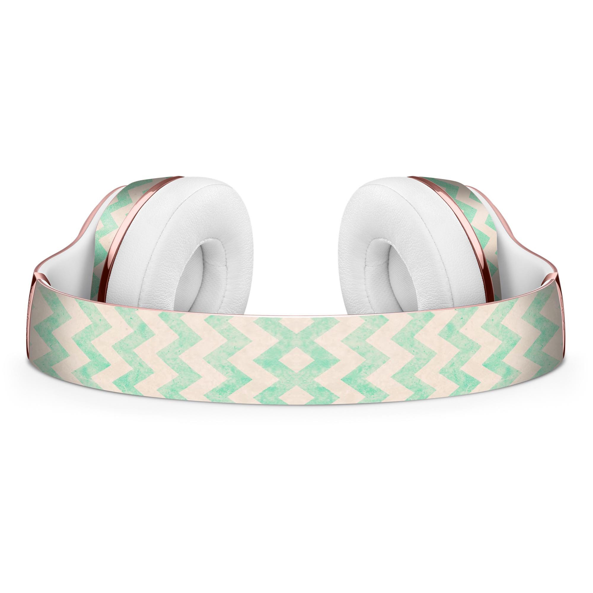 Faded Aqua Chevron Pattern Skin Kit for Beats by Dre Solo 3 Wireless Headphones, showcasing vibrant colors and unique design.
