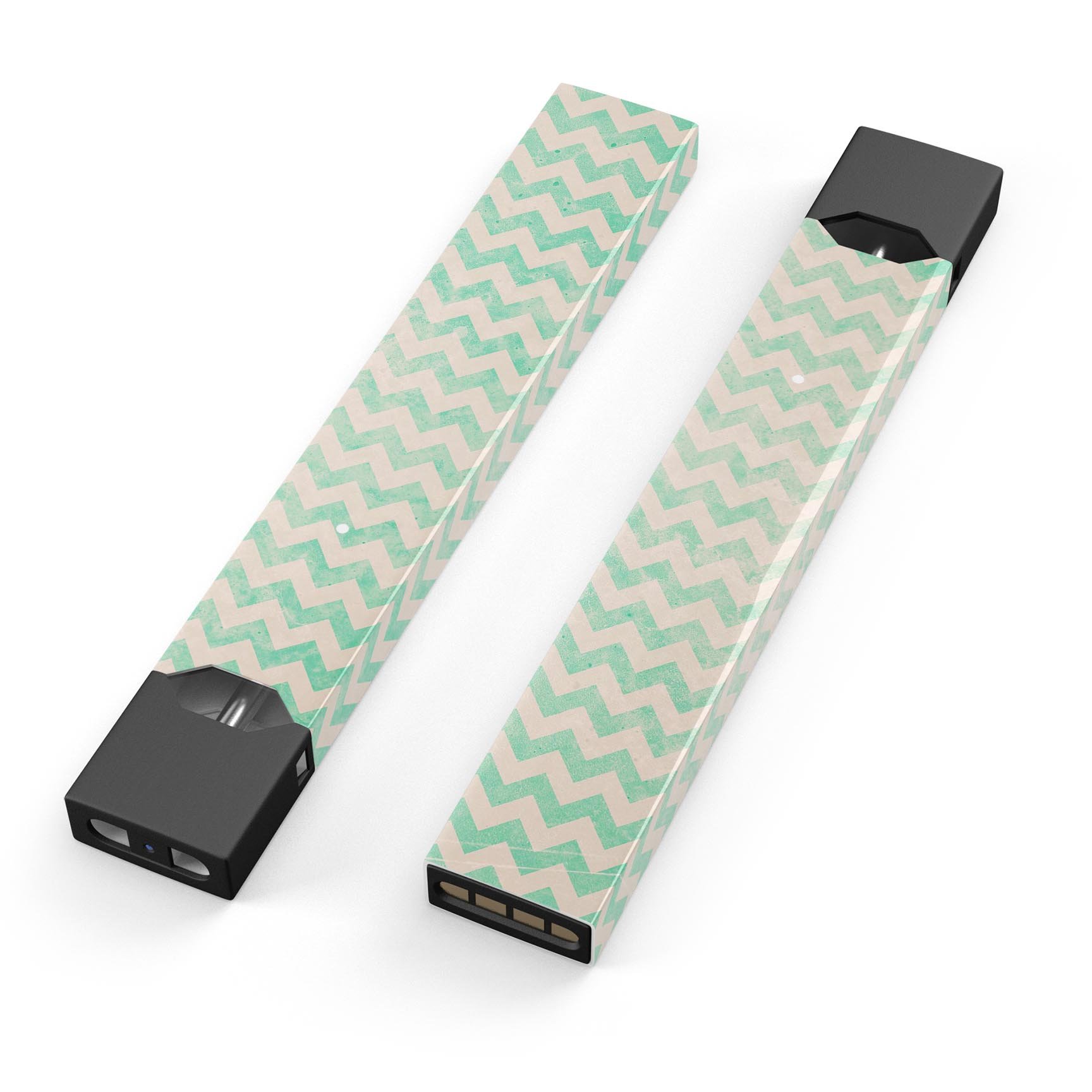 Faded Aqua Chevron Pattern skin-wrap for JUUL device, showcasing vibrant chevron design and protective features.