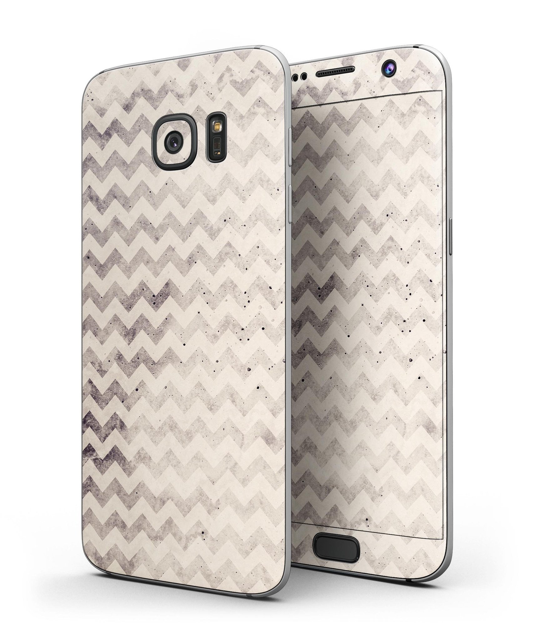 Faded Black and White Chevron Pattern skin kit for Samsung Galaxy S7 and S7 Edge, showcasing a stylish design with full-body coverage.