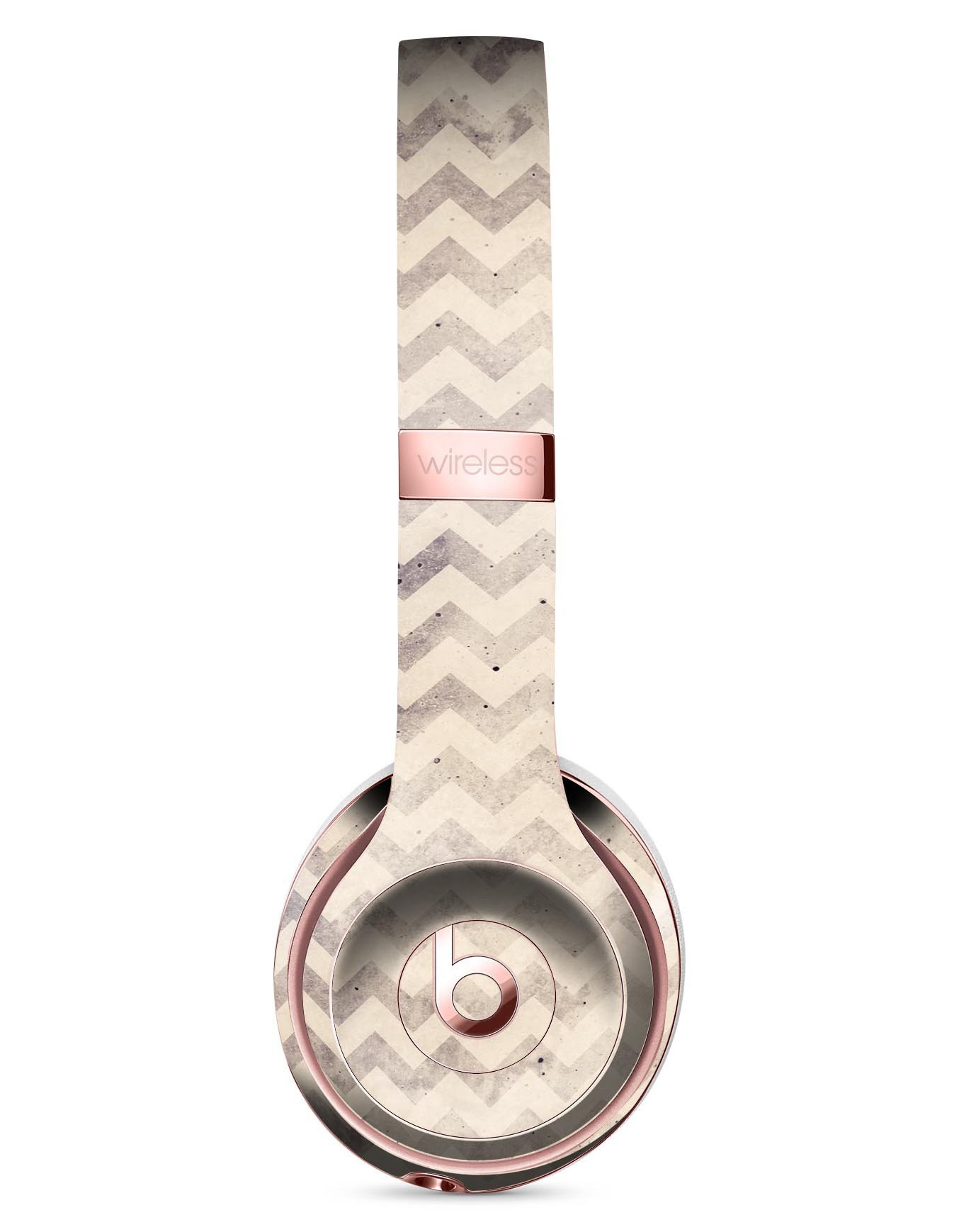 Faded black and white chevron pattern skin kit for Beats by Dre Solo 3 Wireless Headphones, showcasing a stylish design.