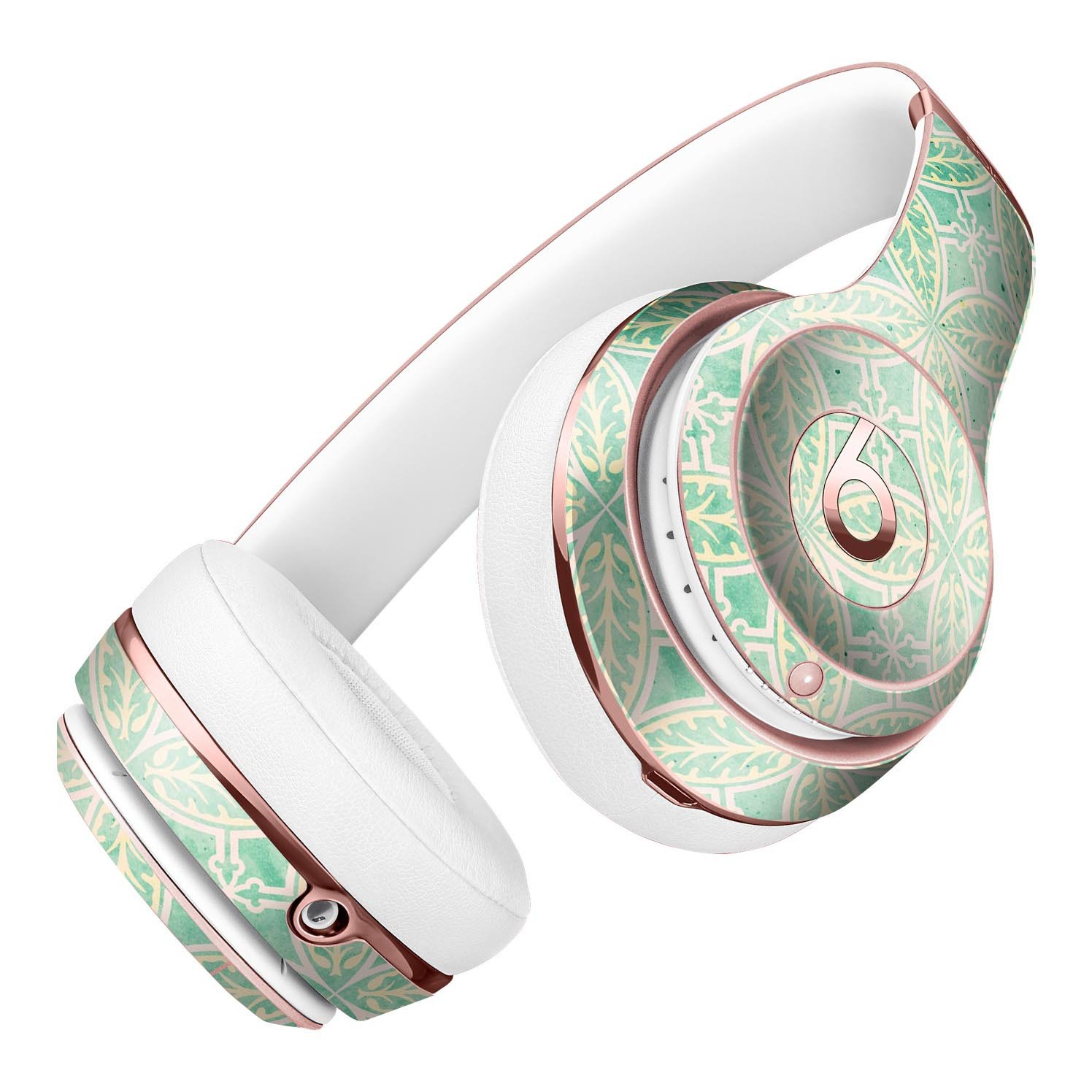 Faded blue and green overlapping circles skin kit for Beats by Dre Solo 3 Wireless Headphones, showcasing vibrant colors and design.