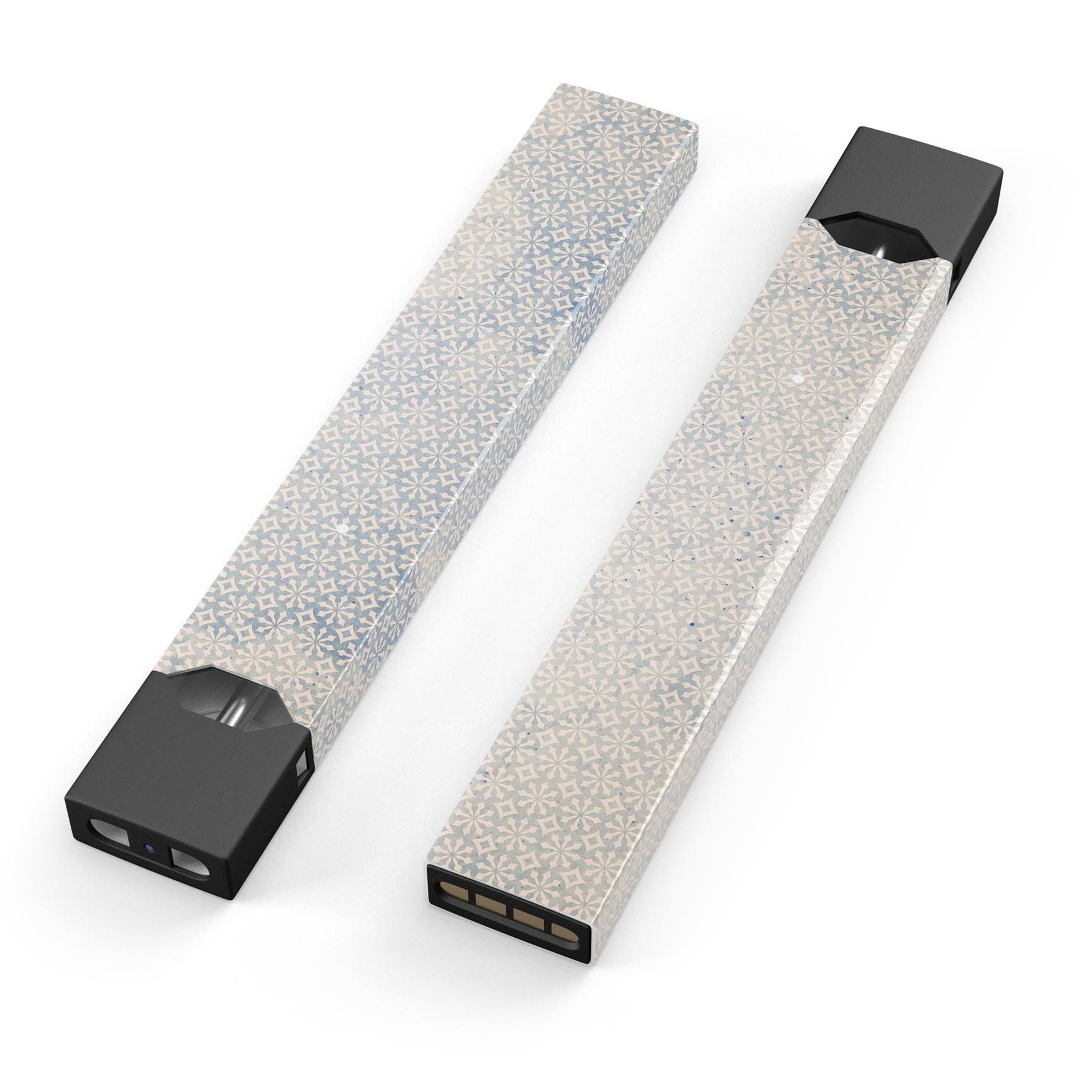 Faded blue and white snowflake pattern decal for JUUL vaping device, showcasing its stylish design and protective features.
