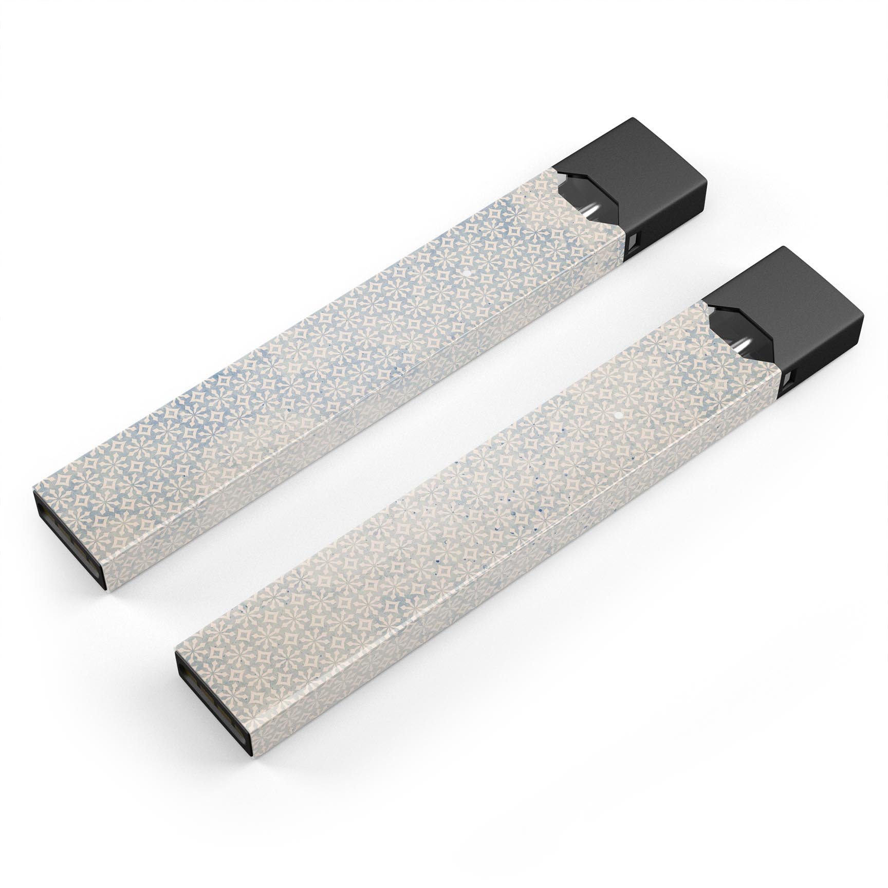 Faded blue and white snowflake pattern decal for JUUL vaping device, showcasing its stylish design and protective features.
