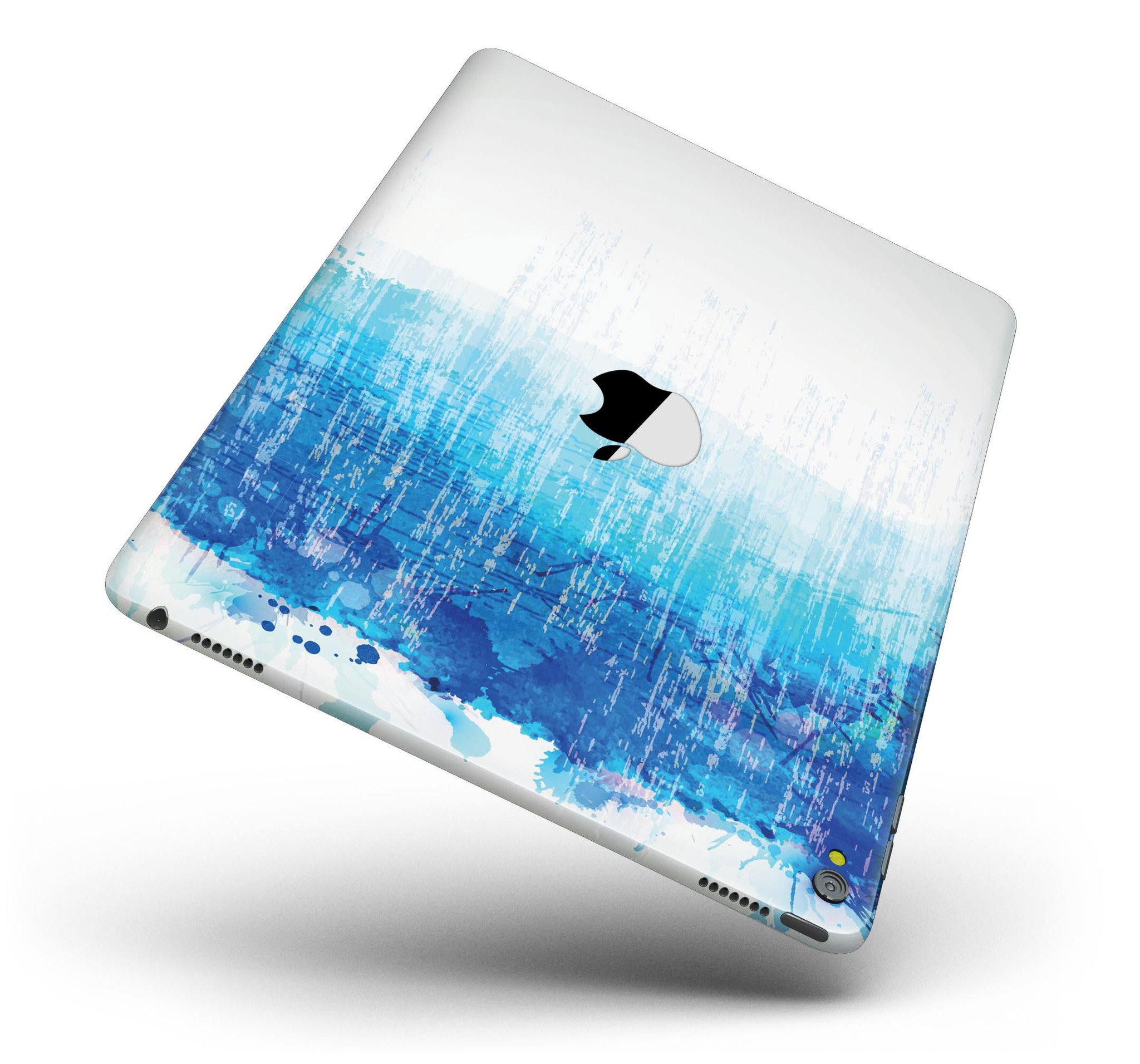 Faded Blue Watercolor Strokes Full Body Skin for iPad Pro, showcasing a stylish design with vibrant blue hues and smooth texture.