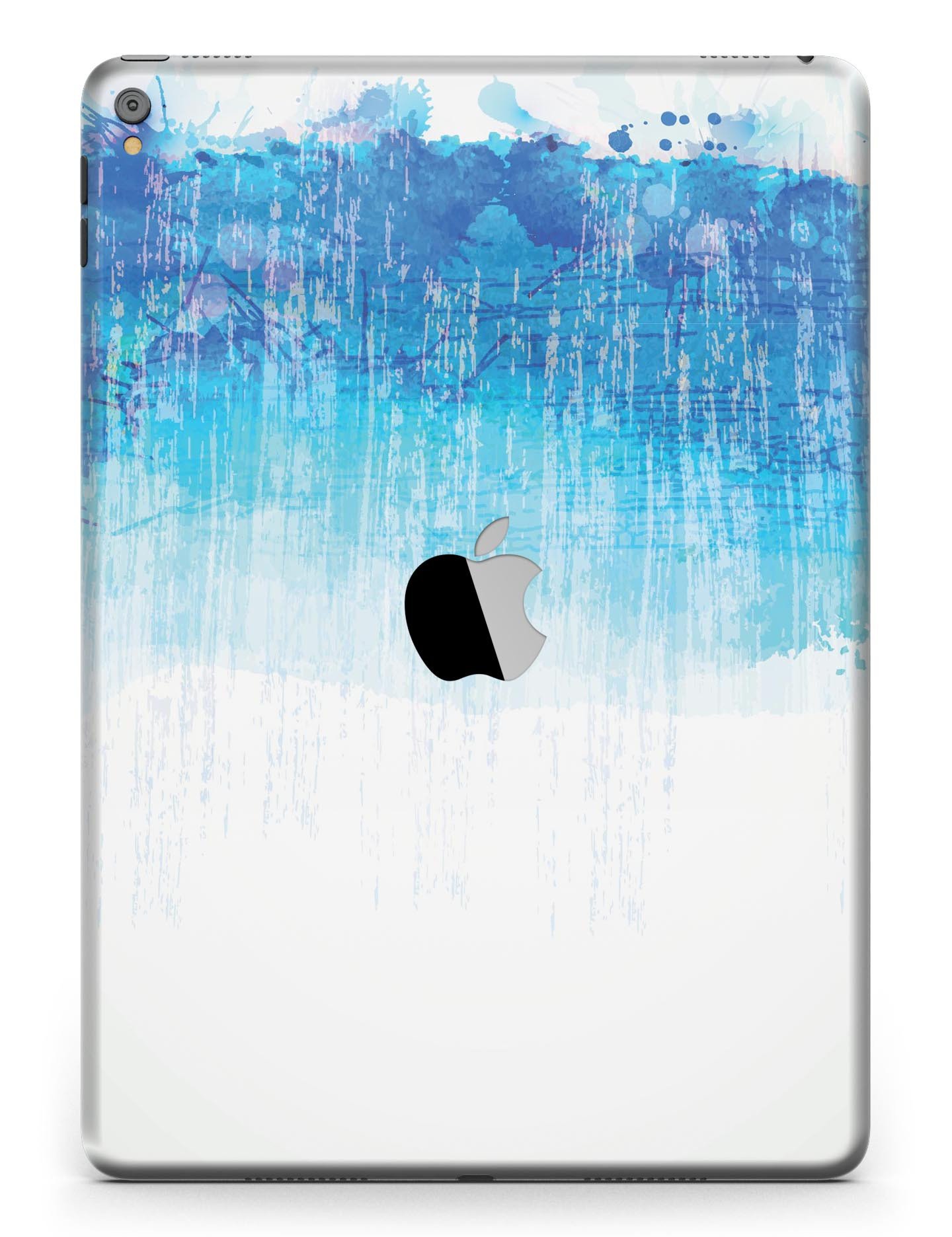 Faded Blue Watercolor Strokes Full Body Skin for iPad Pro, showcasing a stylish design with vibrant blue hues and smooth texture.
