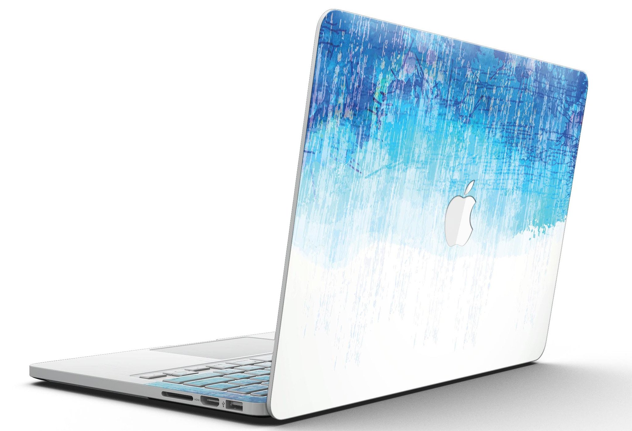 Faded Blue Watercolor Strokes skin for MacBook Pro with Retina Display, showcasing a stylish design that protects the device.