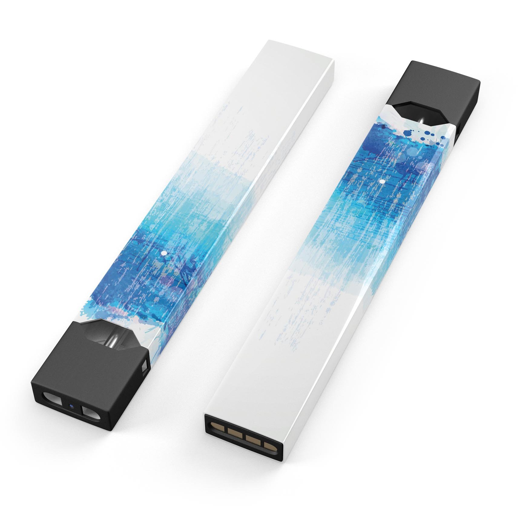 Faded Blue Watercolor Strokes skin-wrap for JUUL device, showcasing vibrant colors and a smooth finish.