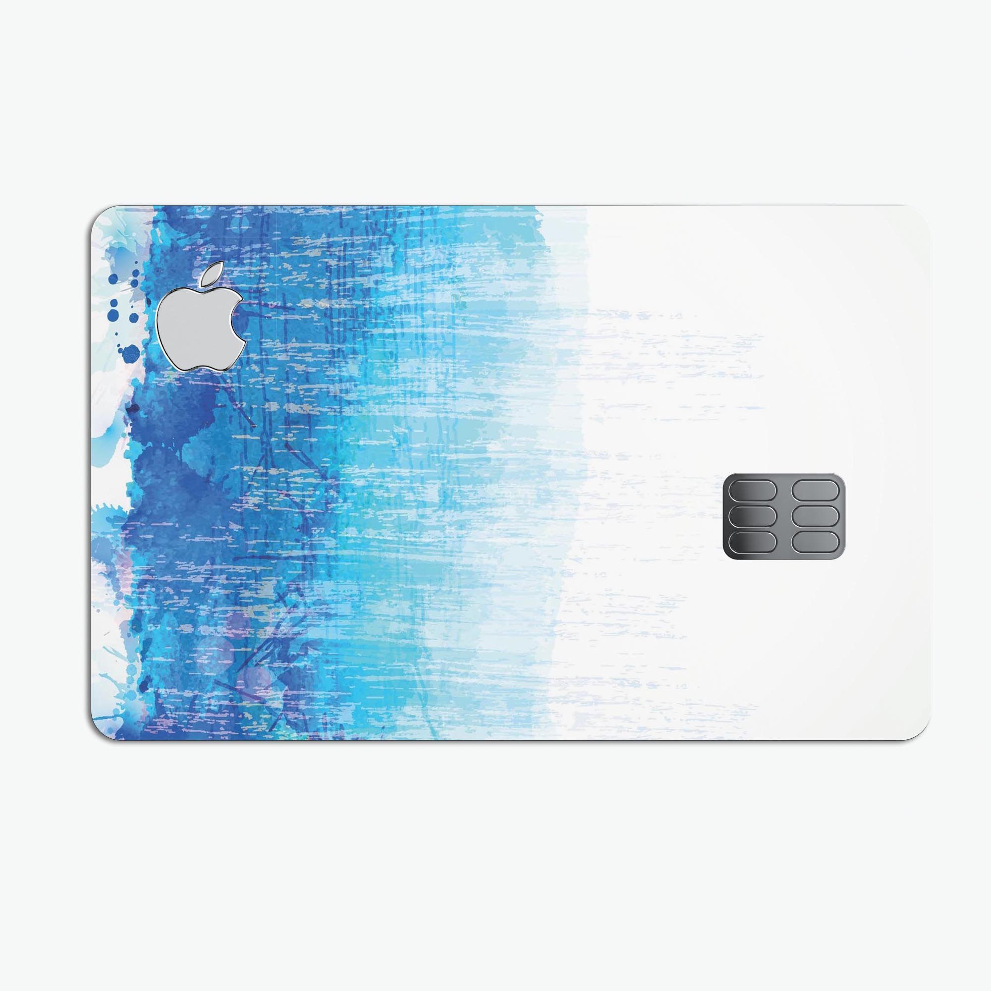 Faded Blue Watercolor Strokes decal skin for Apple Card, showcasing a vibrant design with protective features.