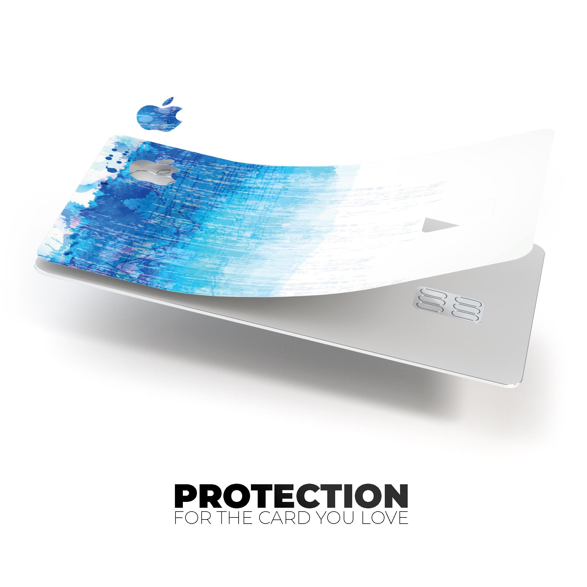 Faded Blue Watercolor Strokes decal skin for Apple Card, showcasing a vibrant design with protective features.