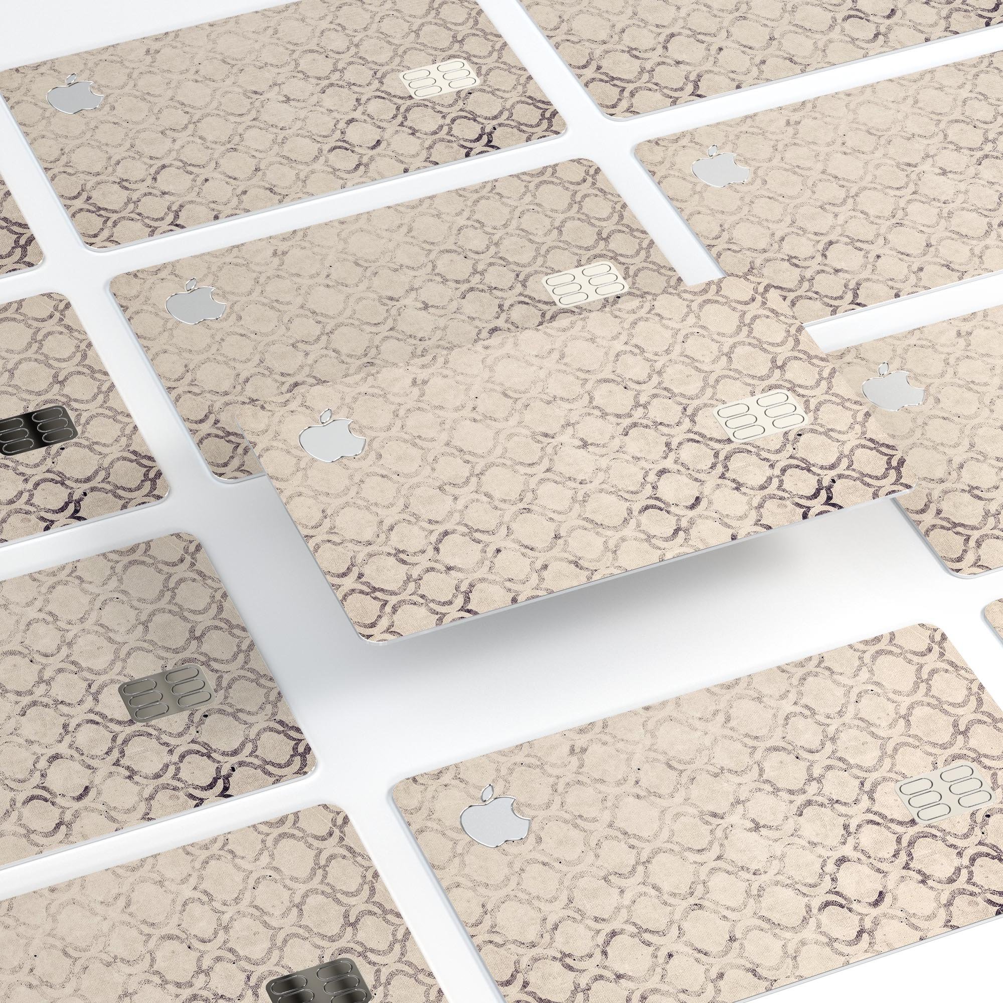 Faded Brown and Tan Oval Pattern skin decal for Apple Card, showcasing its premium vinyl material and stylish design.