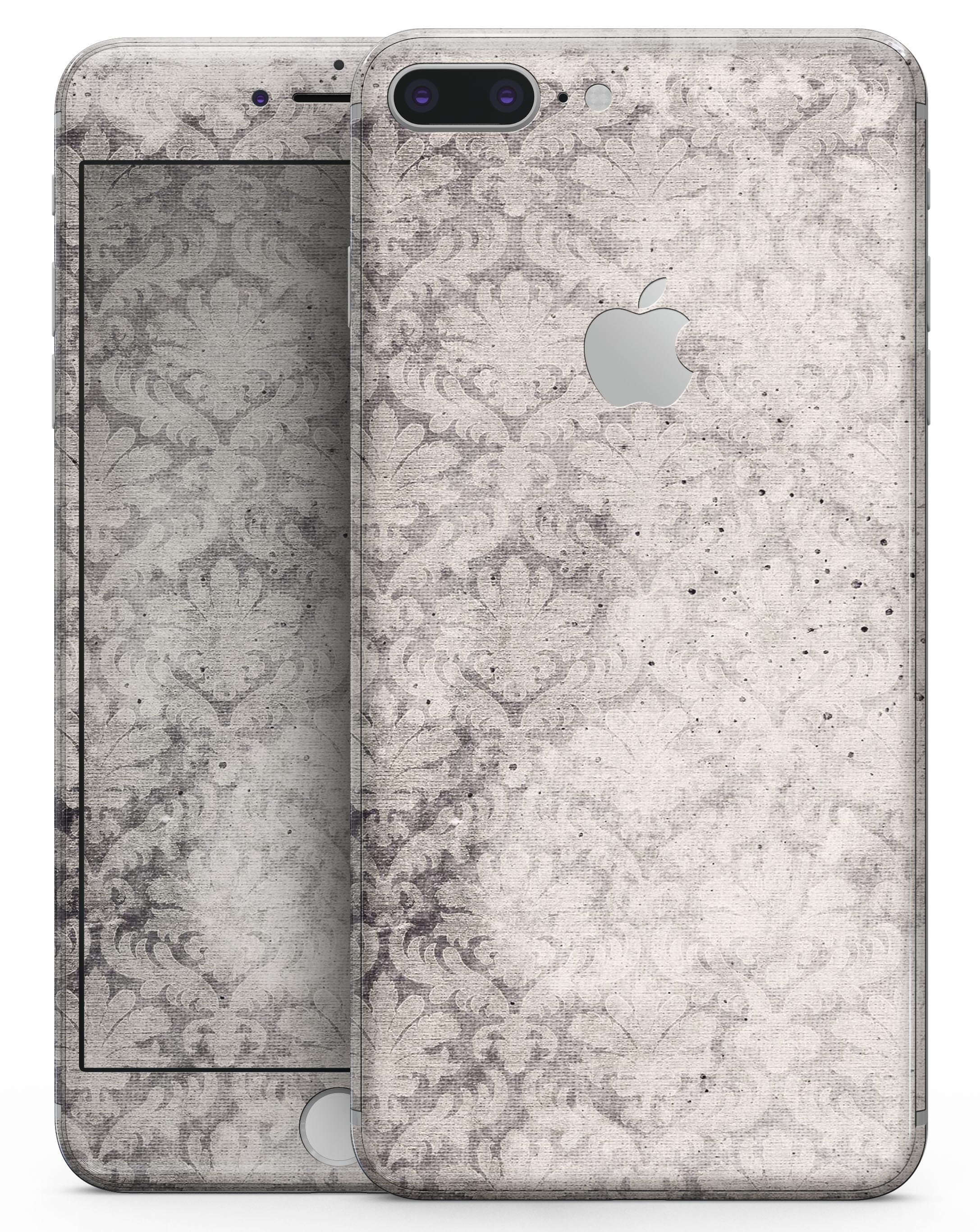 Faded Brown Damask Pattern skin for iPhone 8 and 8 Plus, showcasing a stylish design with a textured appearance.