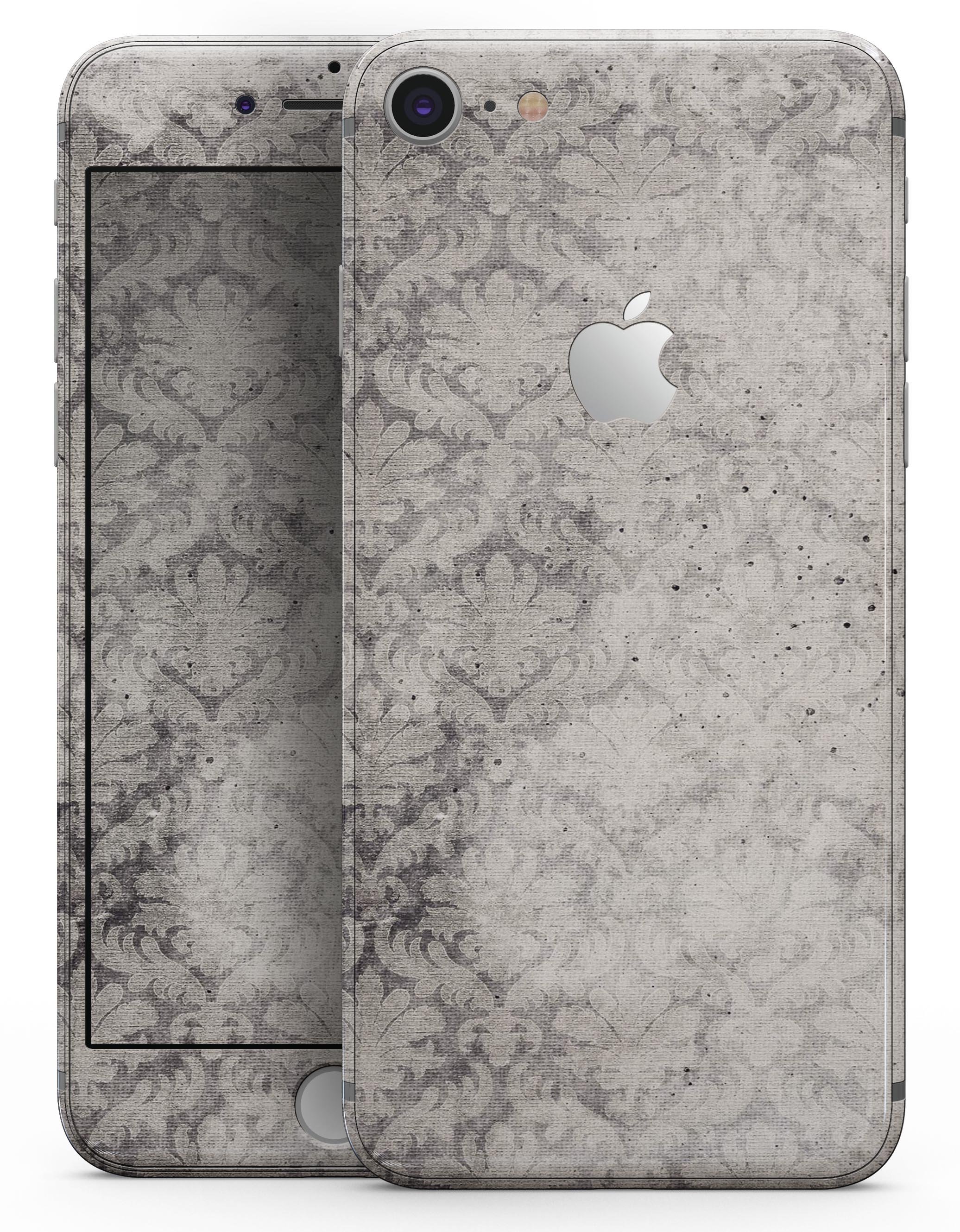 Faded Brown Damask Pattern skin for iPhone 8 and 8 Plus, showcasing a stylish design with a textured appearance.