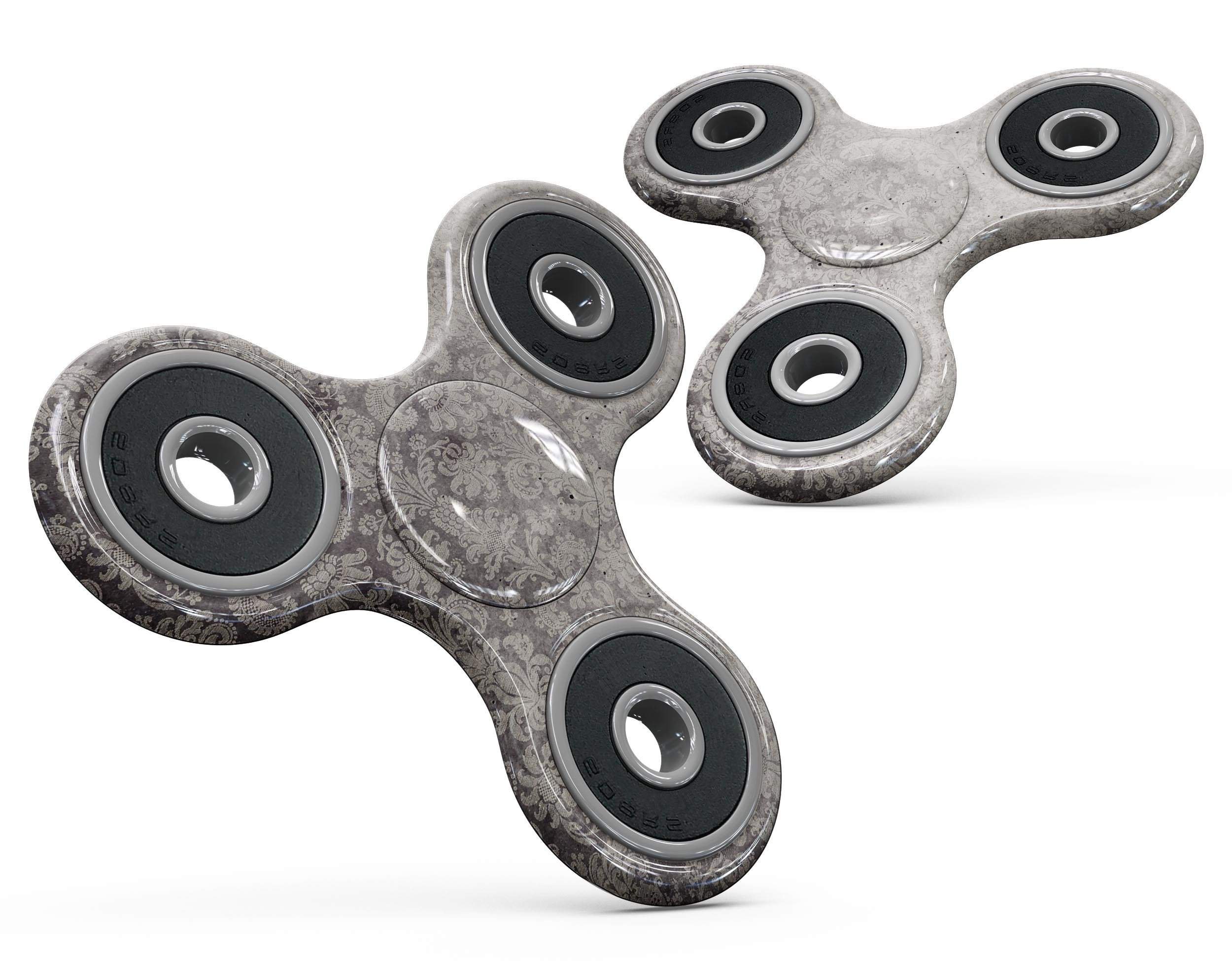 Faded brown vertical damask pattern skin kit for fidget spinner, showcasing intricate design and premium vinyl material.