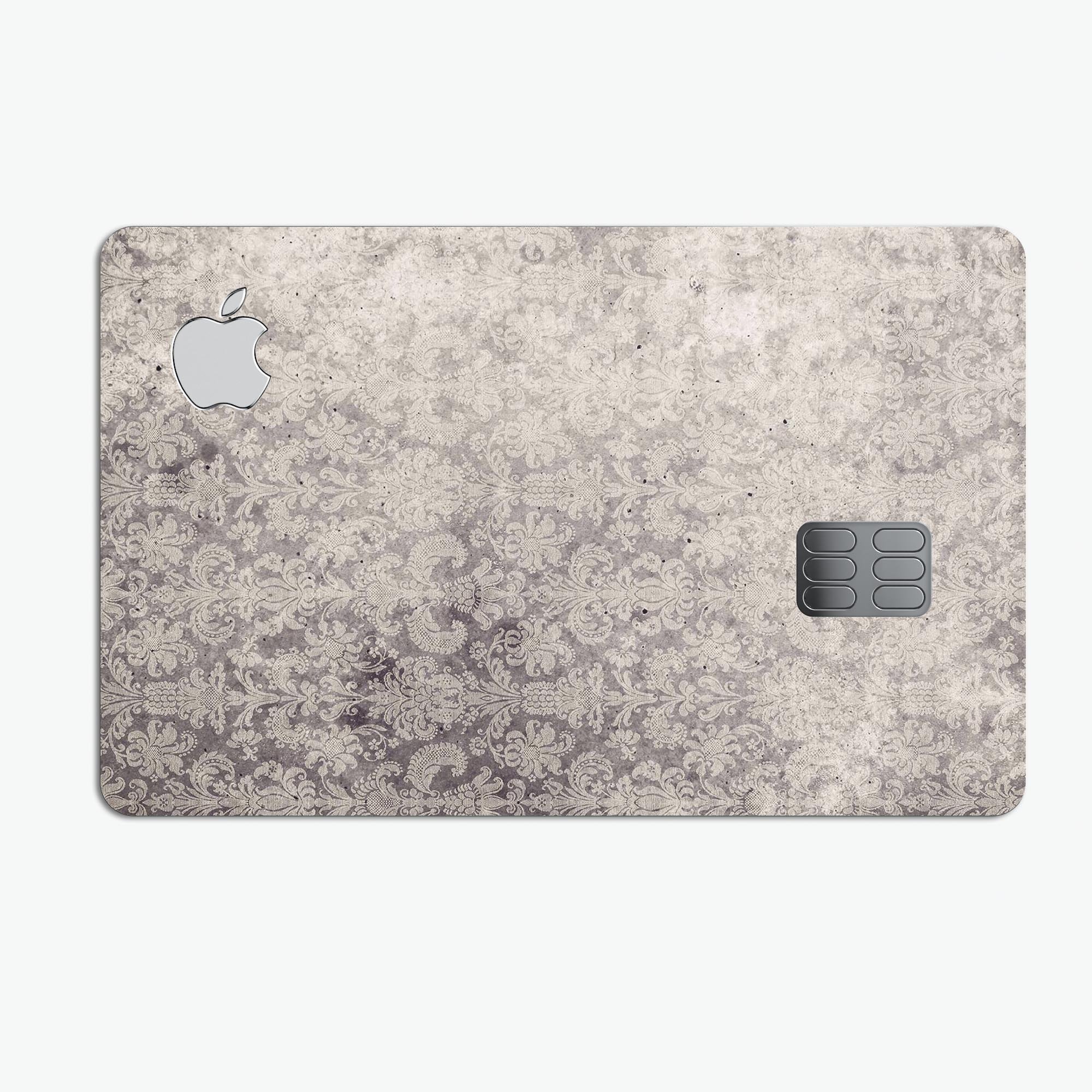Faded Brown Vertical Damask Pattern decal on an Apple Card, showcasing its elegant design and premium quality.