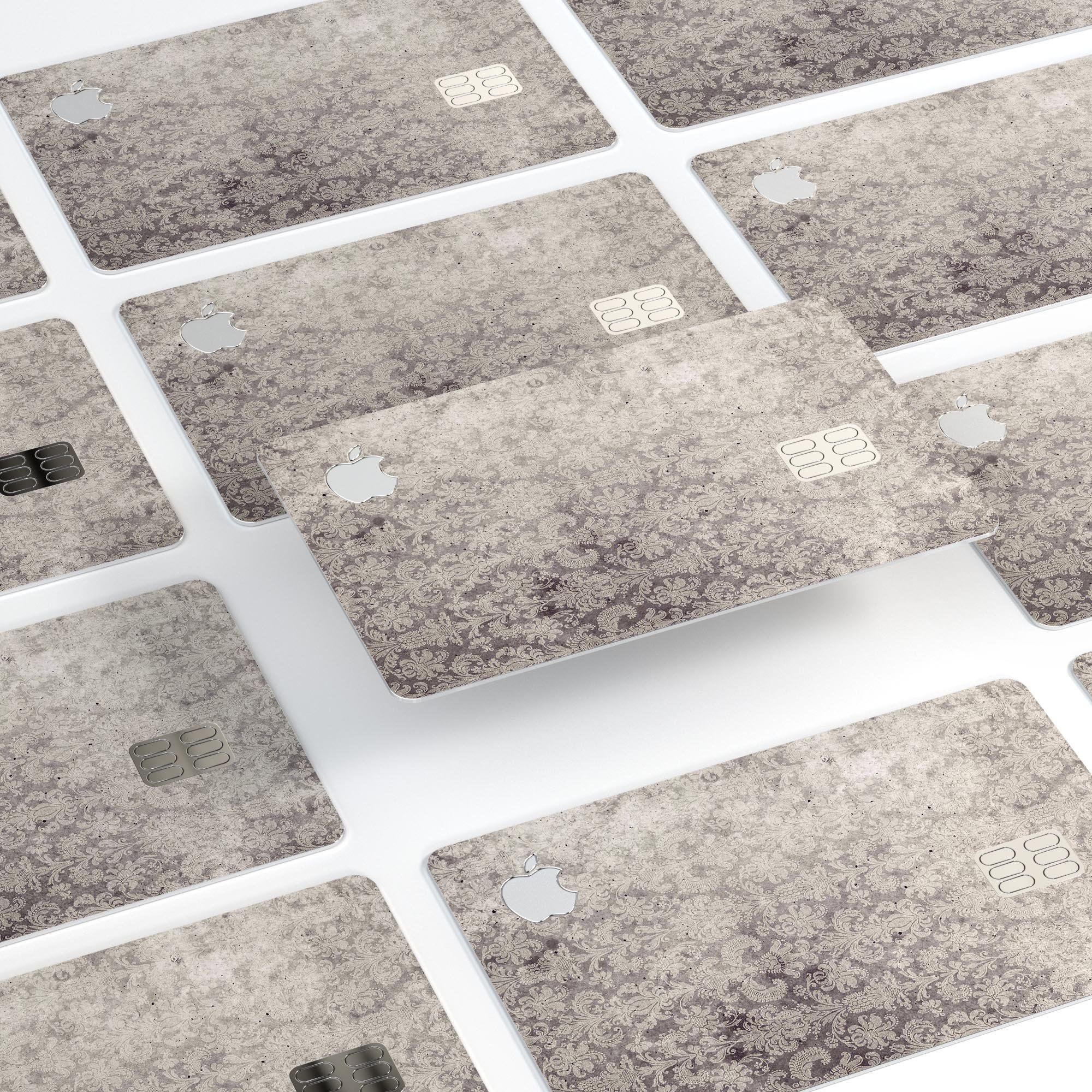 Faded Brown Vertical Damask Pattern decal on an Apple Card, showcasing its elegant design and premium quality.
