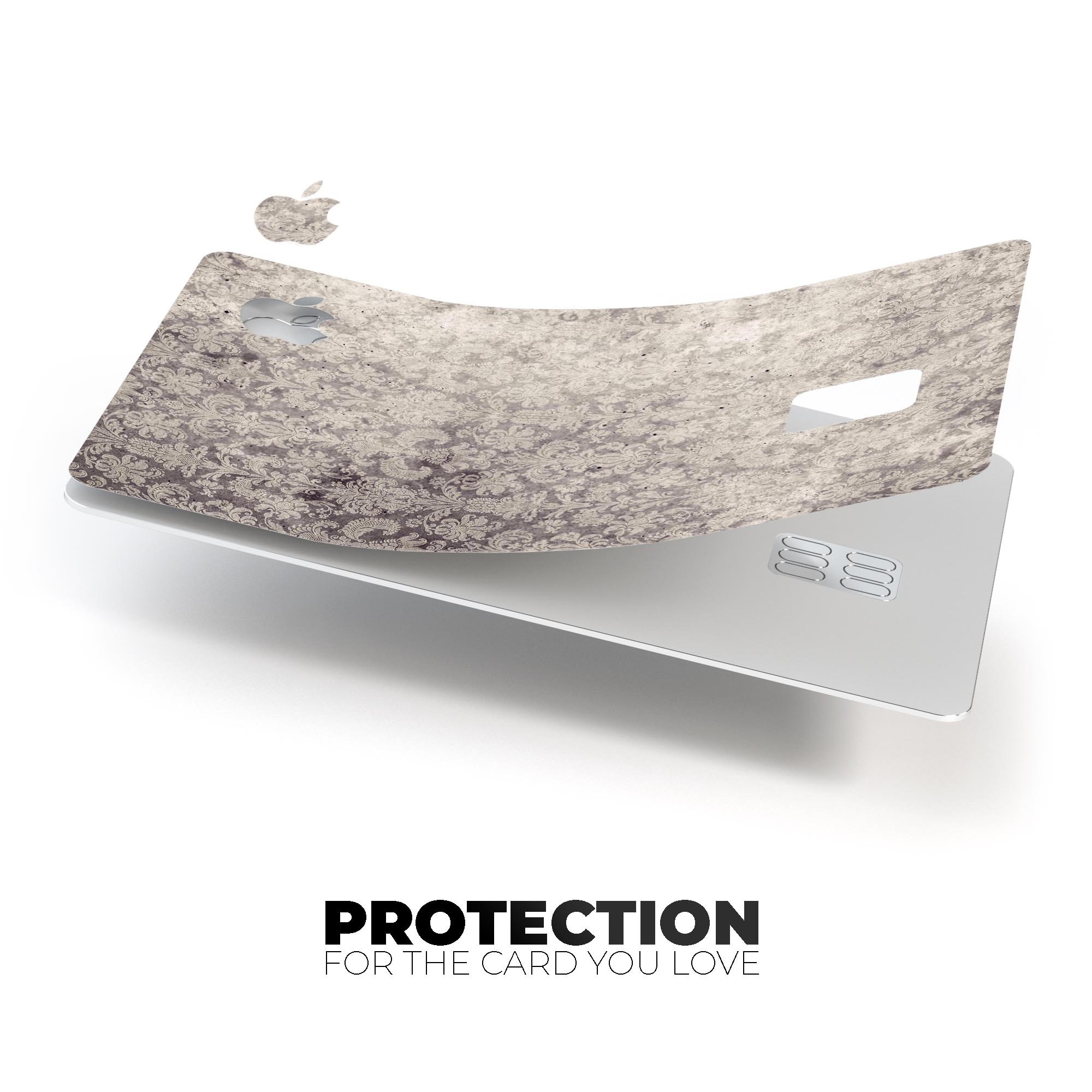 Faded Brown Vertical Damask Pattern decal on an Apple Card, showcasing its elegant design and premium quality.