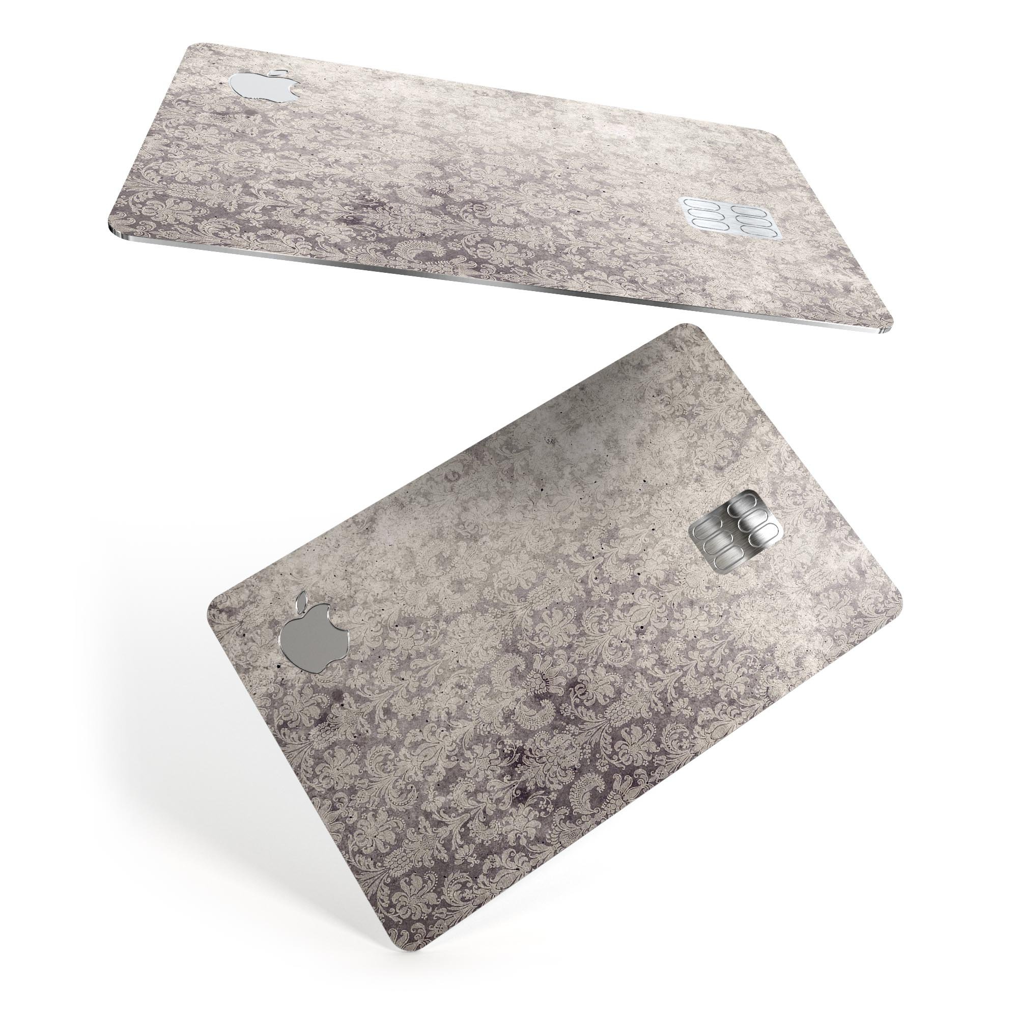 Faded Brown Vertical Damask Pattern decal on an Apple Card, showcasing its elegant design and premium quality.