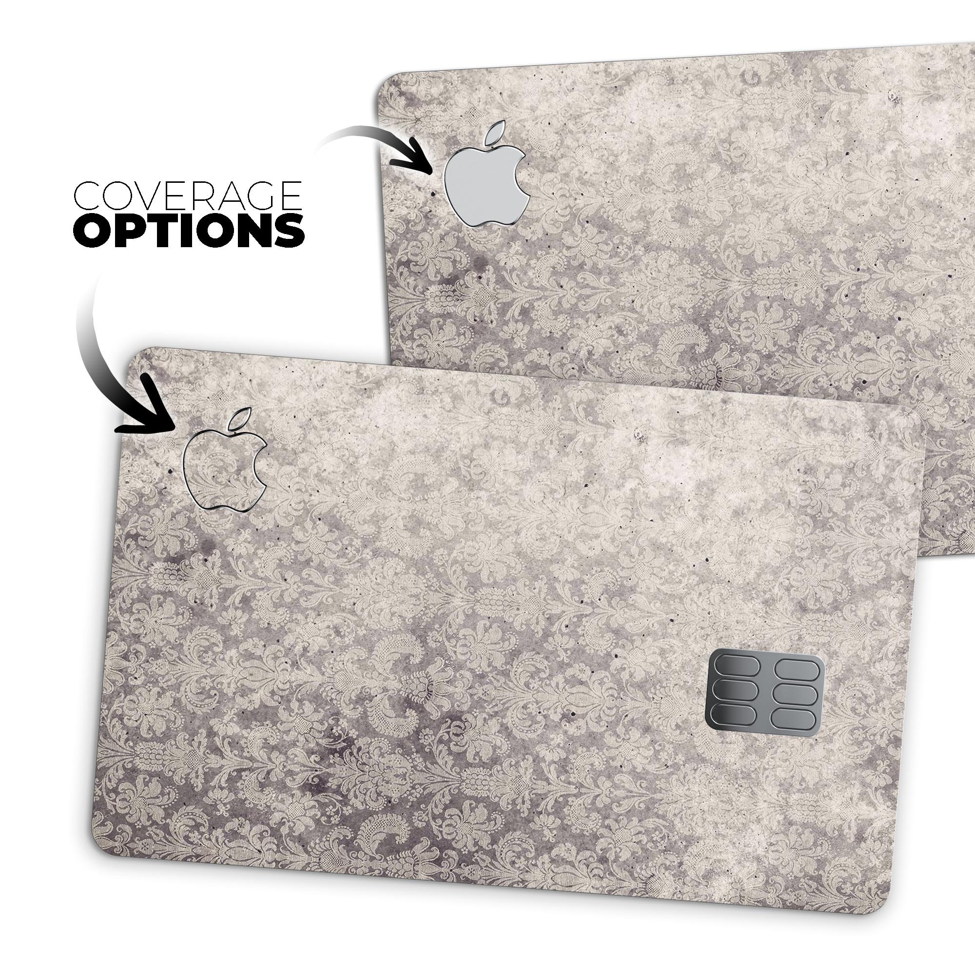 Faded Brown Vertical Damask Pattern decal on an Apple Card, showcasing its elegant design and premium quality.