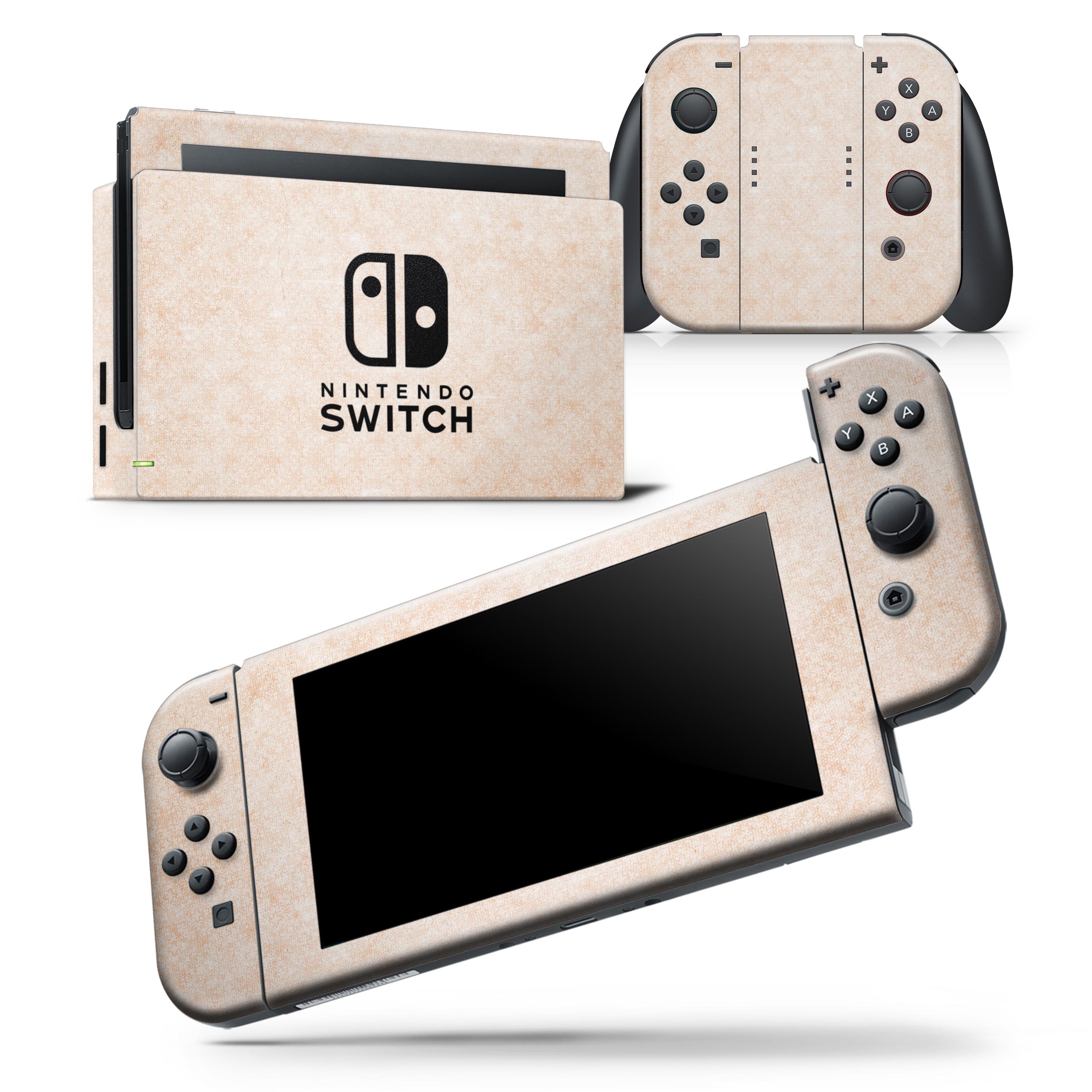 Faded Coral and White SunRise skin wrap decal for Nintendo Switch, showcasing a stylish design that fits the console and controllers perfectly.