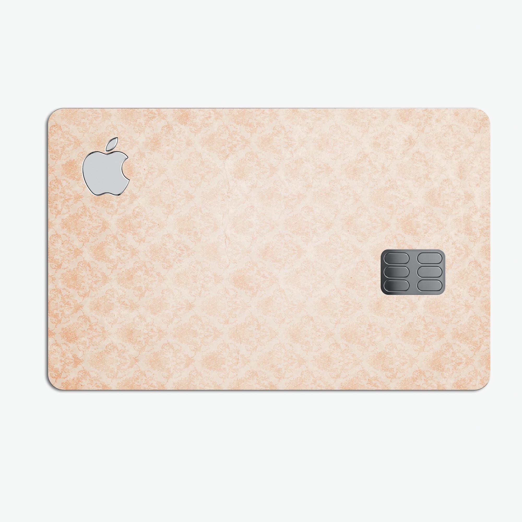 Faded Coral Grunge Royal Pattern skin applied to an Apple Card, showcasing its vibrant design and protective features.