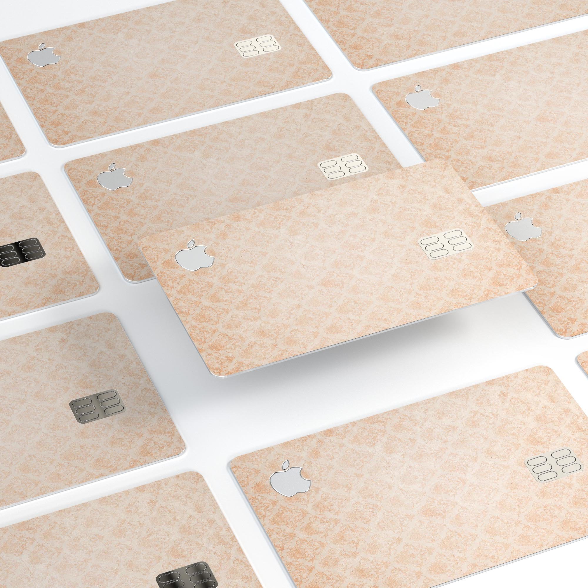 Faded Coral Grunge Royal Pattern skin applied to an Apple Card, showcasing its vibrant design and protective features.