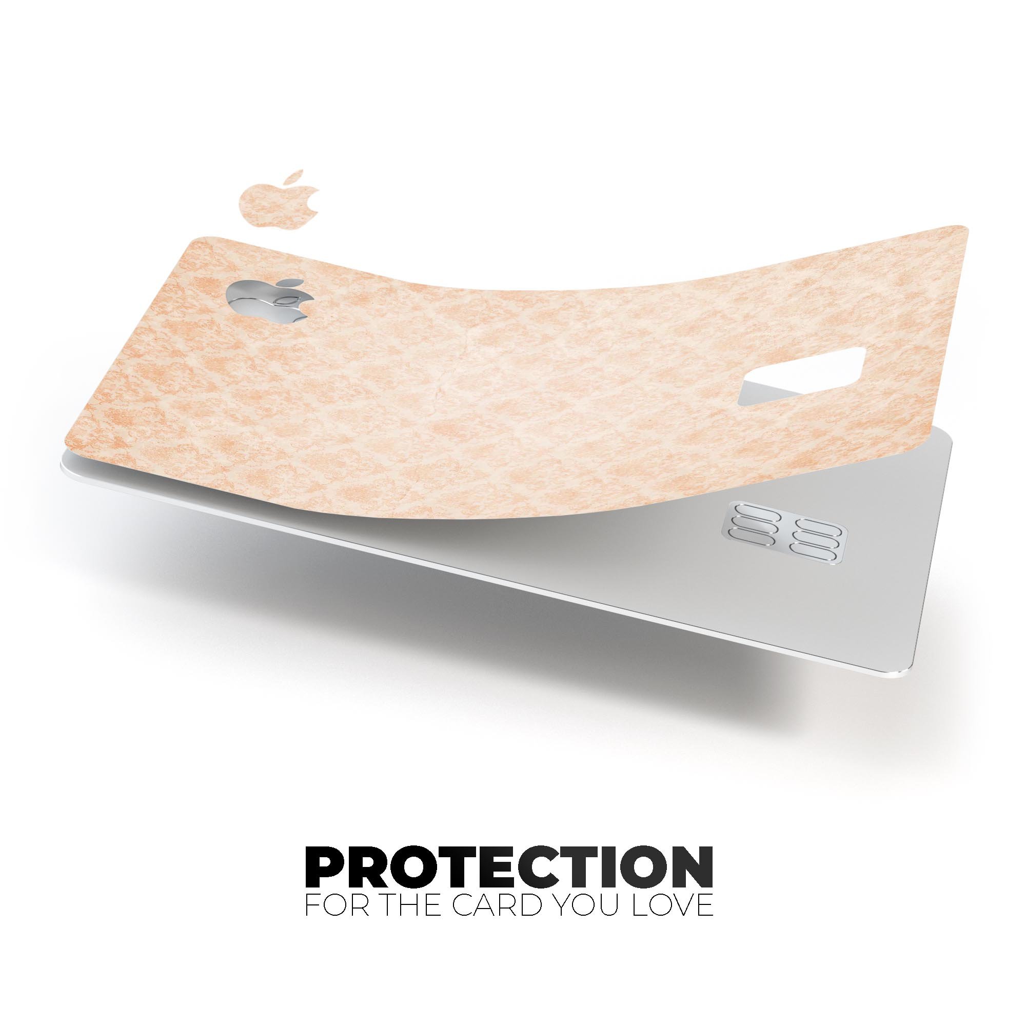 Faded Coral Grunge Royal Pattern skin applied to an Apple Card, showcasing its vibrant design and protective features.