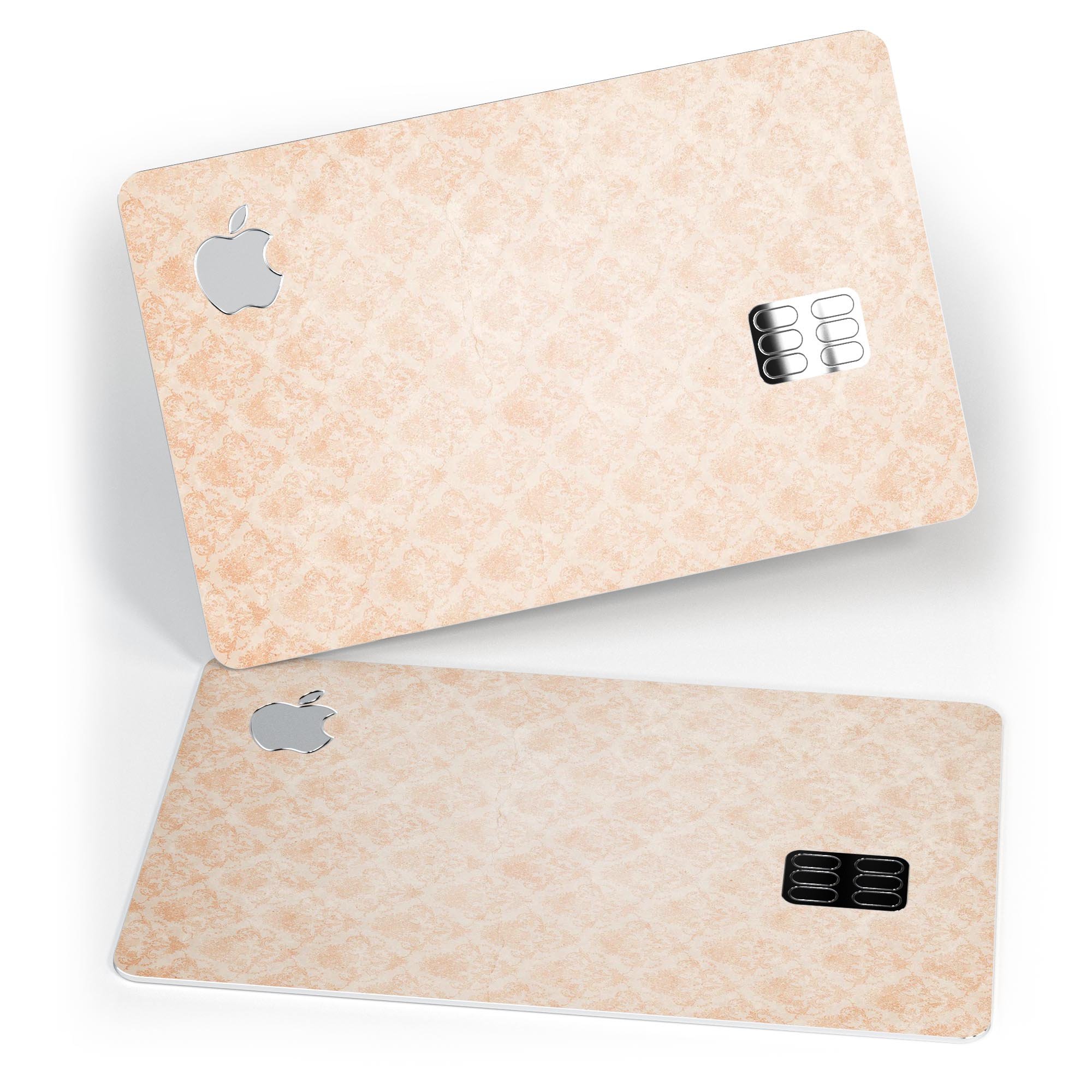 Faded Coral Grunge Royal Pattern skin applied to an Apple Card, showcasing its vibrant design and protective features.