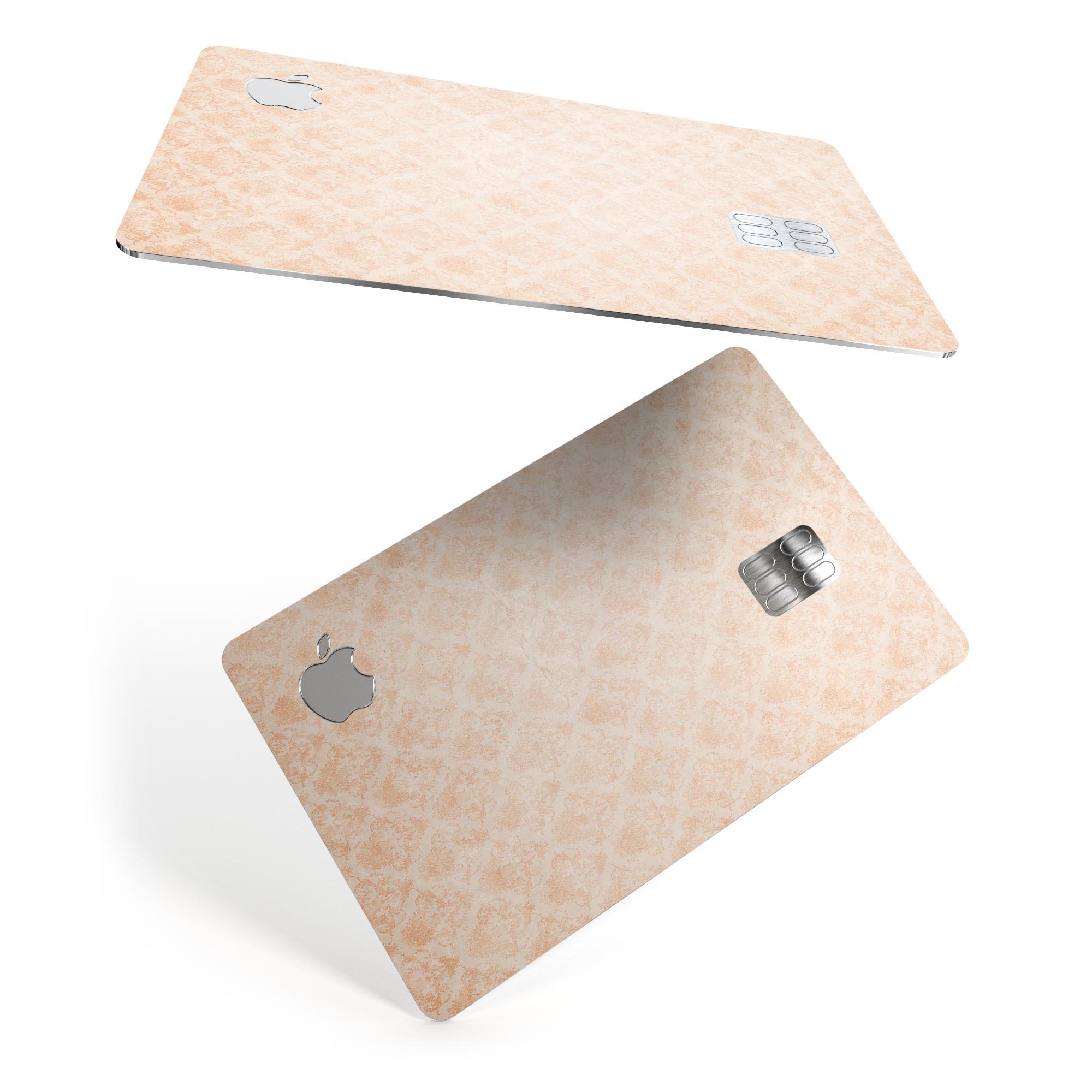 Faded Coral Grunge Royal Pattern skin applied to an Apple Card, showcasing its vibrant design and protective features.