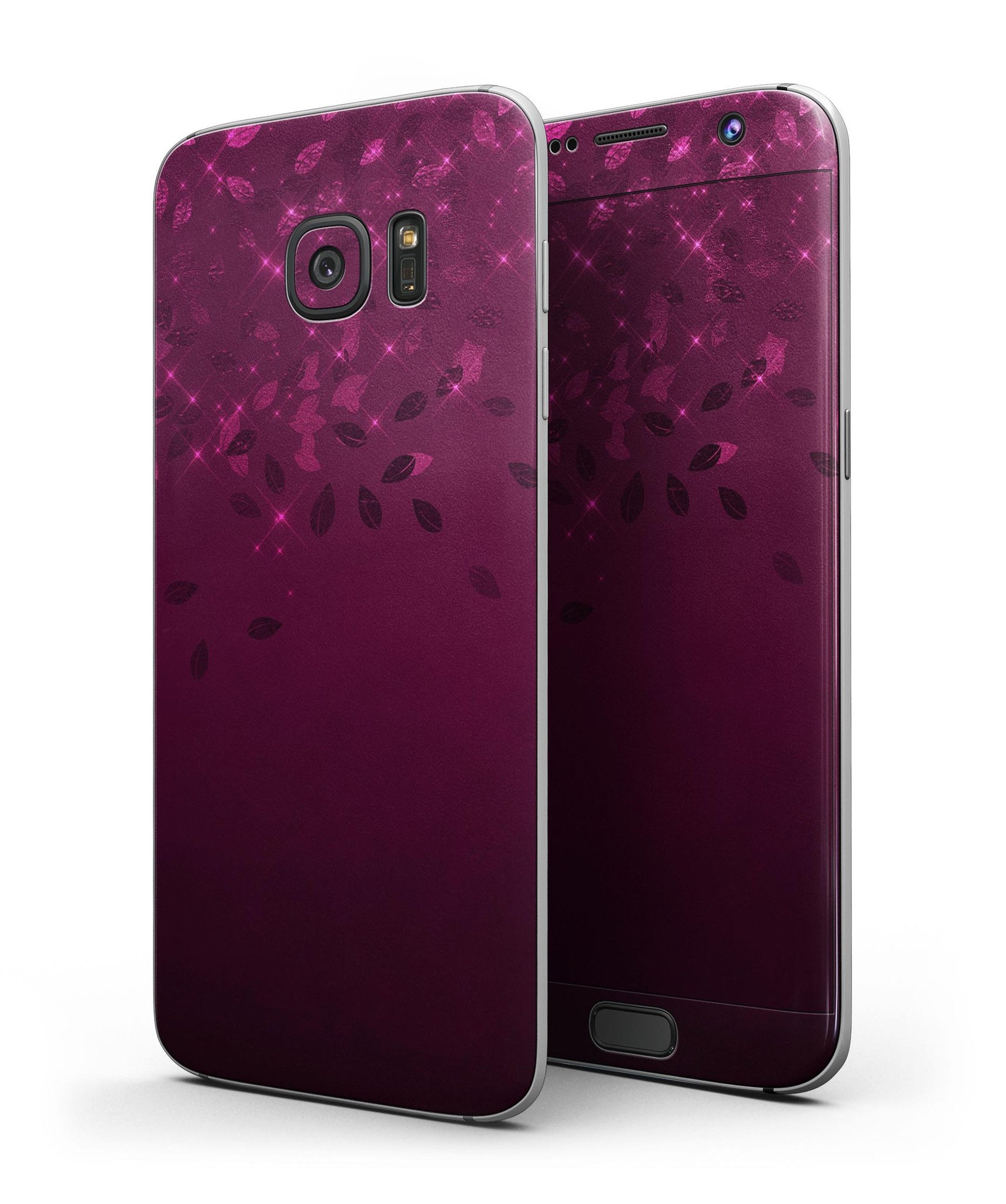 Faded Falling Leaves Full Body Skin-Kit for Samsung Galaxy S7/S7 Edge, showcasing burgundy leaf design on a sleek device.
