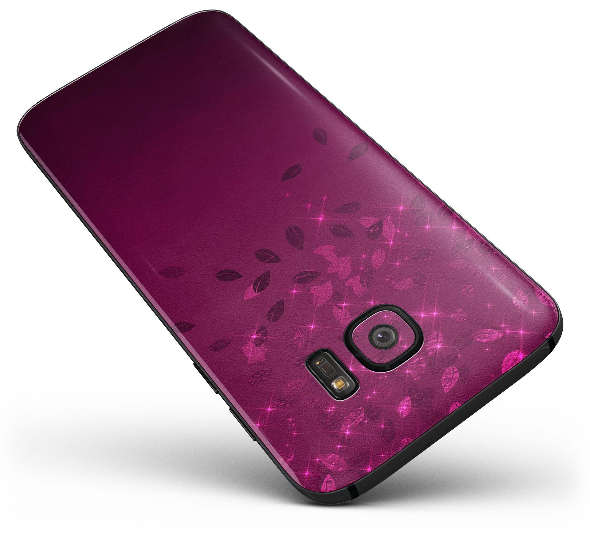 Faded Falling Leaves Full Body Skin-Kit for Samsung Galaxy S7/S7 Edge, showcasing burgundy leaf design on a sleek device.