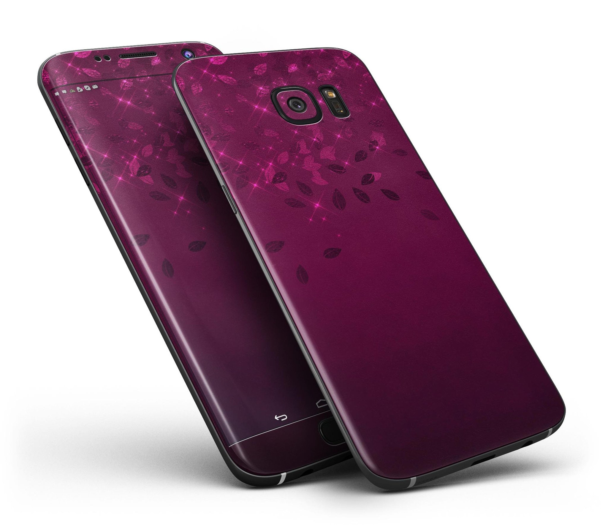 Faded Falling Leaves Full Body Skin-Kit for Samsung Galaxy S7/S7 Edge, showcasing burgundy leaf design on a sleek device.