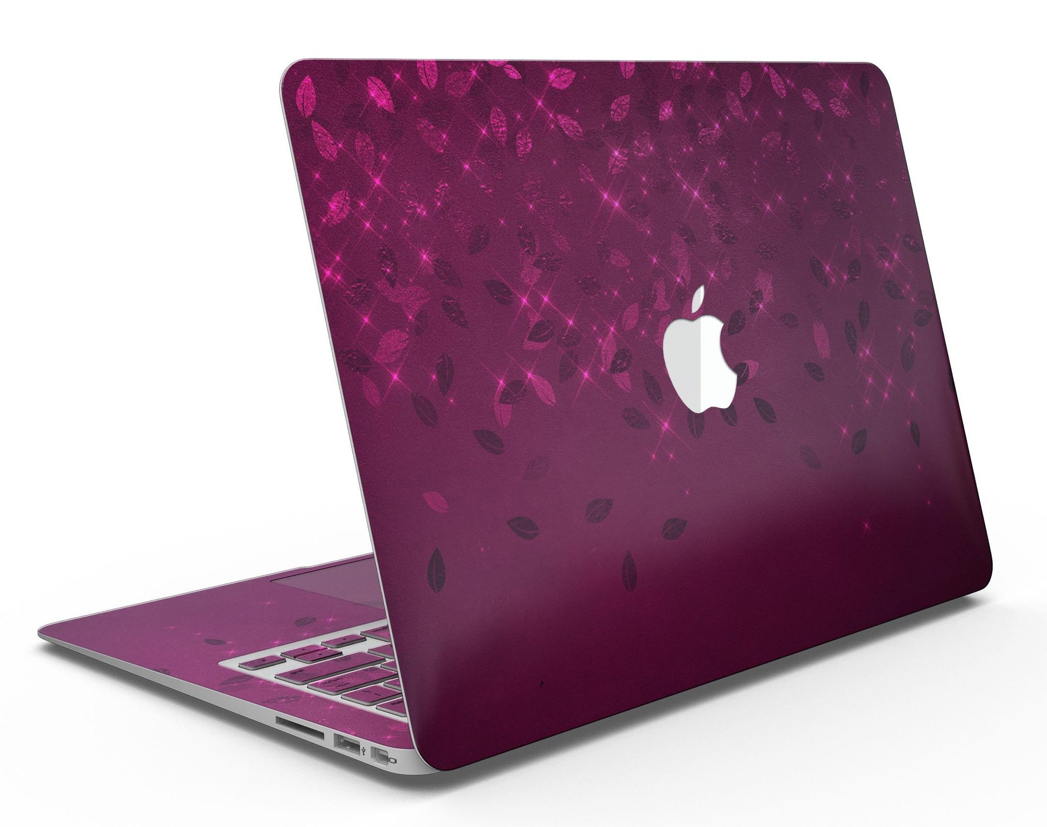 Faded Falling Leaves of Burgundy MacBook Air skin kit showcasing a beautiful leaf design on a sleek laptop surface.